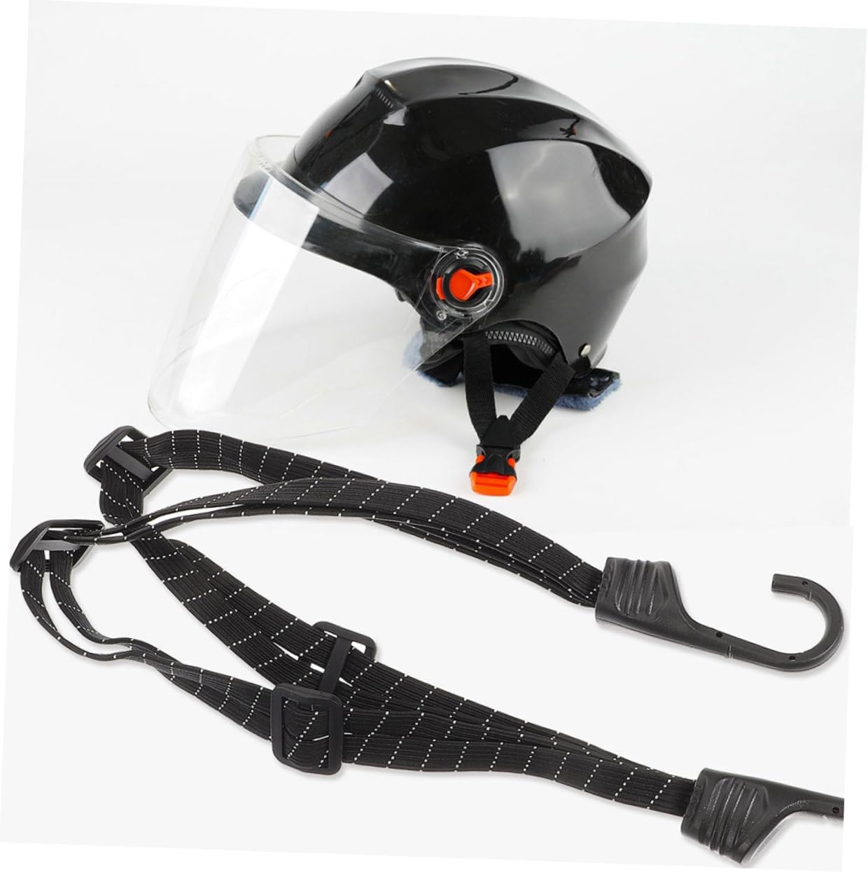 Amosfun 2Pcs Motorcycle Helmet Holder Elastic Bungee Straps with Reflective Rope, Luggage Fixed Strap for Cycling and Motorbike Accessories, Sturdy Tie-Downs for Outdoor Travel image number 1