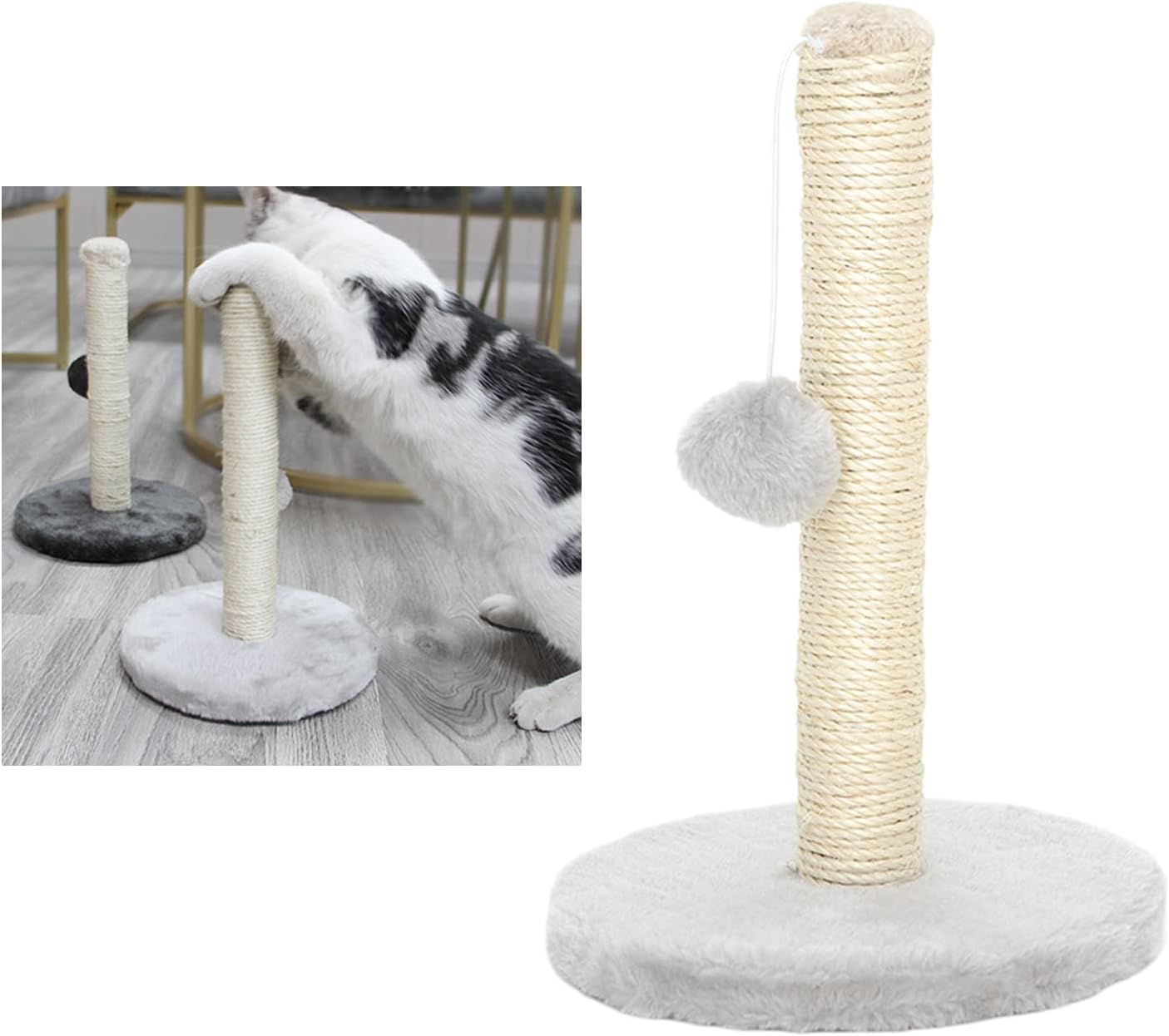 P Prettyia 30Cm Stable Cat Post for Scratching, Cat Scratcher, round Base Kitten Pets Scratch Poles, Beige image number 6