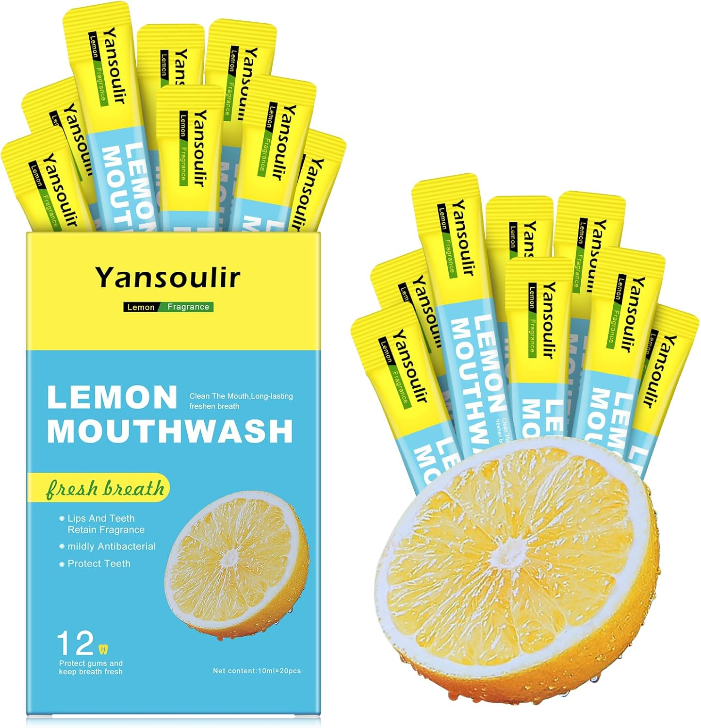 Mint Mouthwash, Fresh Breath, 20Pack Single-Use Sachets, 10Ml image number 3