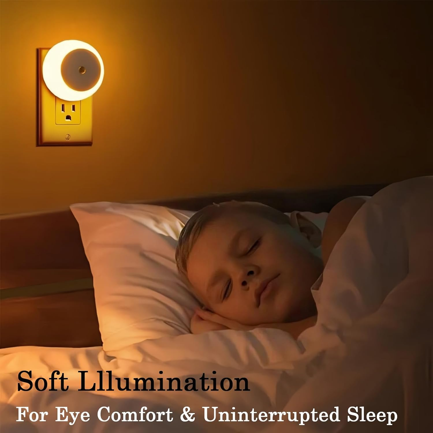 4 Pack Plug in Night Lights, Circular Smart Night Light, Bedroom, Living Room, Kitchen, Staircase Plug-In Wall Light, Amber Light Smart Home Light (Au) image number 3