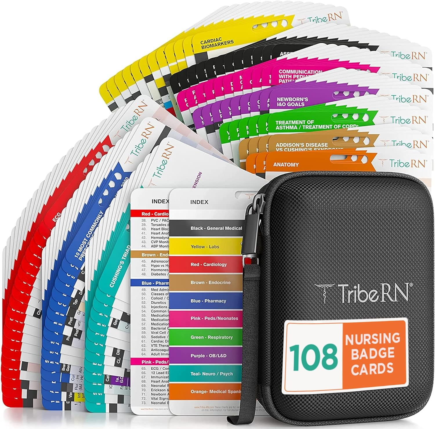 Tribe RN 2019 Pocketguru Set by - 85 Scrub Pocket Sized Nurse Reference Cards - (Bonus Nursing Cheat Sheets) Perfect Nurse or Nursing Student Gifts - Studying and Clinical Rounds