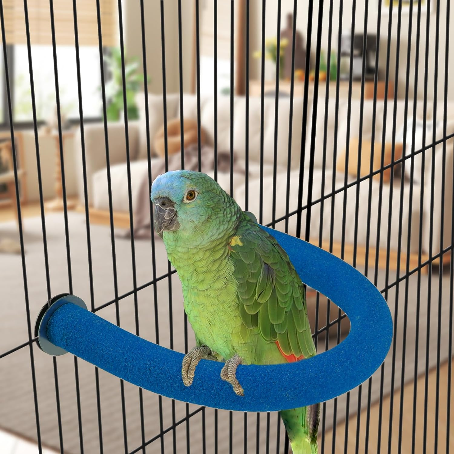 RYPET Parrot Perch Rough-Surfaced - Quartz Sands Bird Cage Perches for Medium to Large Bird, U Shape Large - Bird Perch(Red) image number 6