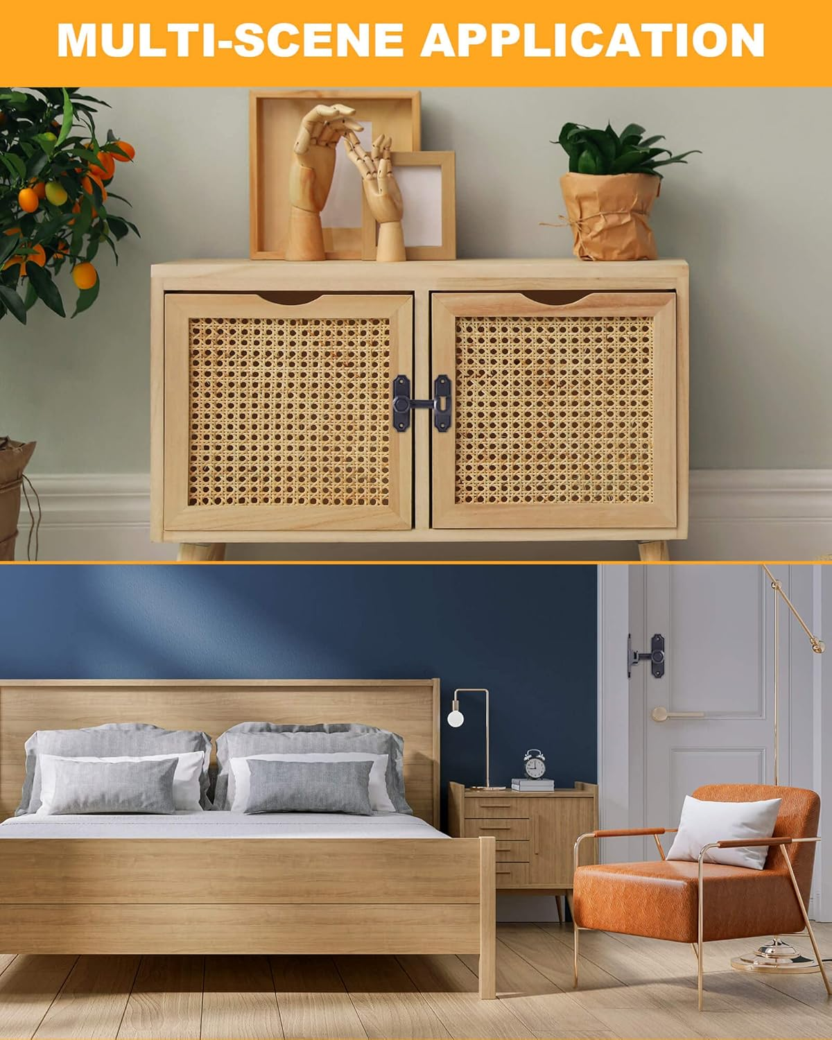 Sliding Barn Door Lock Hardware, 90/180 Degree Heavy Duty Gate Latches, Flip Safety Door Bolt Latch Lock, Applicable for Barn, Garden, Bathroom, Window, Garage, Vomika image number 2