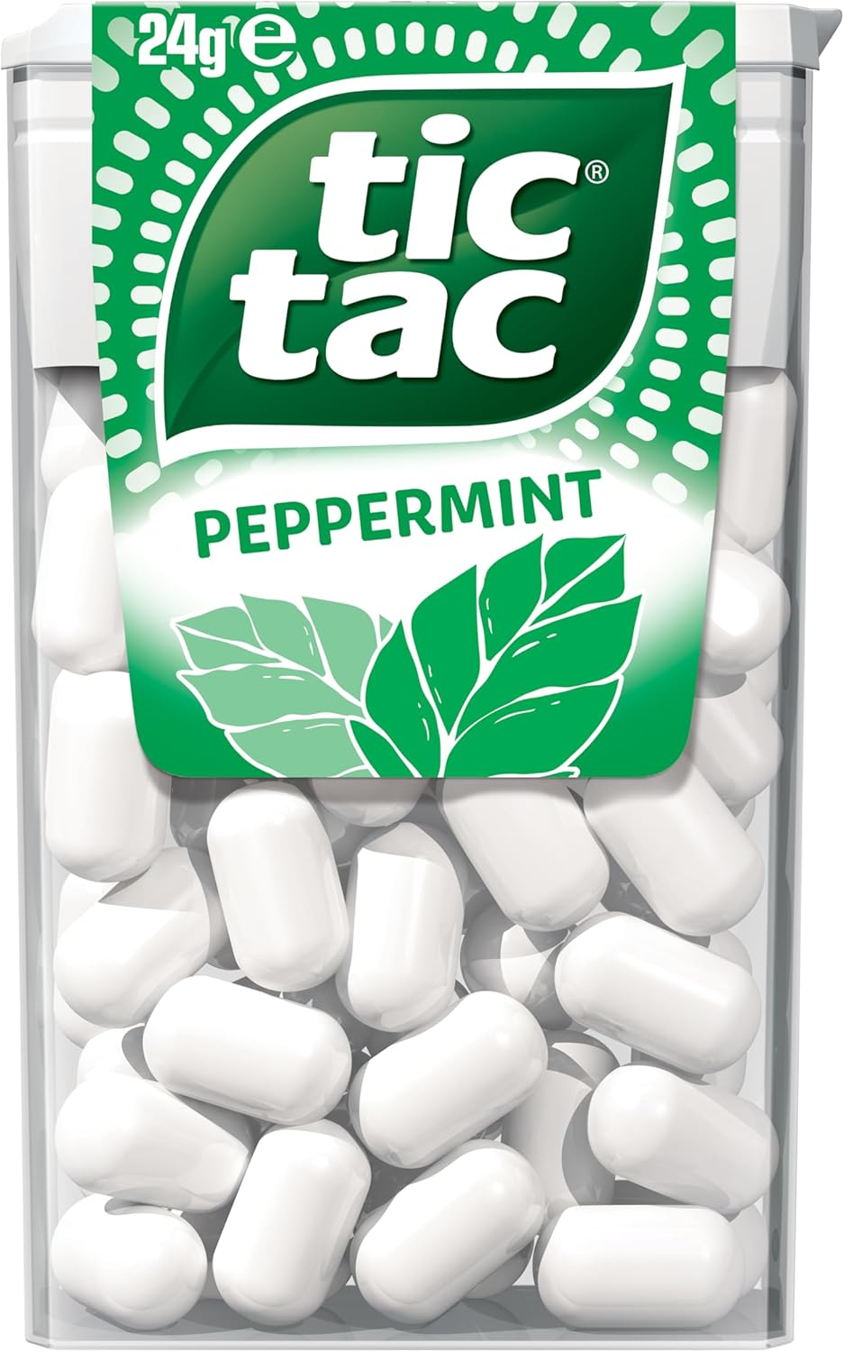 Tic Tac Peppermint Breath Mints, Bulk Hard Candy Mints, On-The-Go Refreshment, 24 Packs (24G Each)
