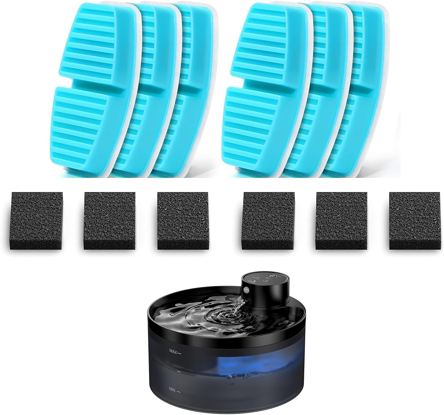 GIOTOHUN 12 Cat Water Fountain Filters: Drinking Fountain for Cat Filters - 6 Activated Carbons + 6 Foams image number 4