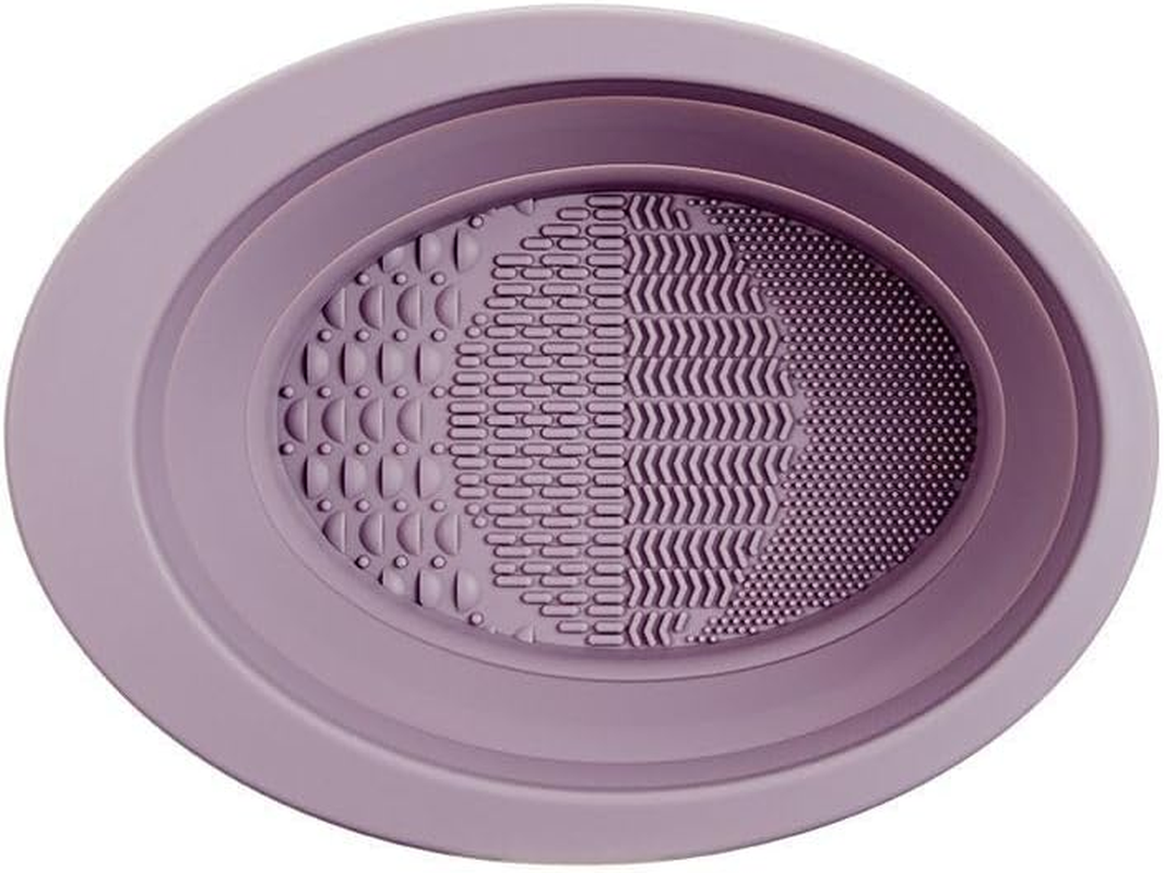Makeup Brush Cleaning Mat Foldable Environmental Silicone Cleaning Bowl, Brush Cleaning Pad Easy Clean Girl Makeup Brush Cleaner Washing Tools (Purple, One Size) image number 2