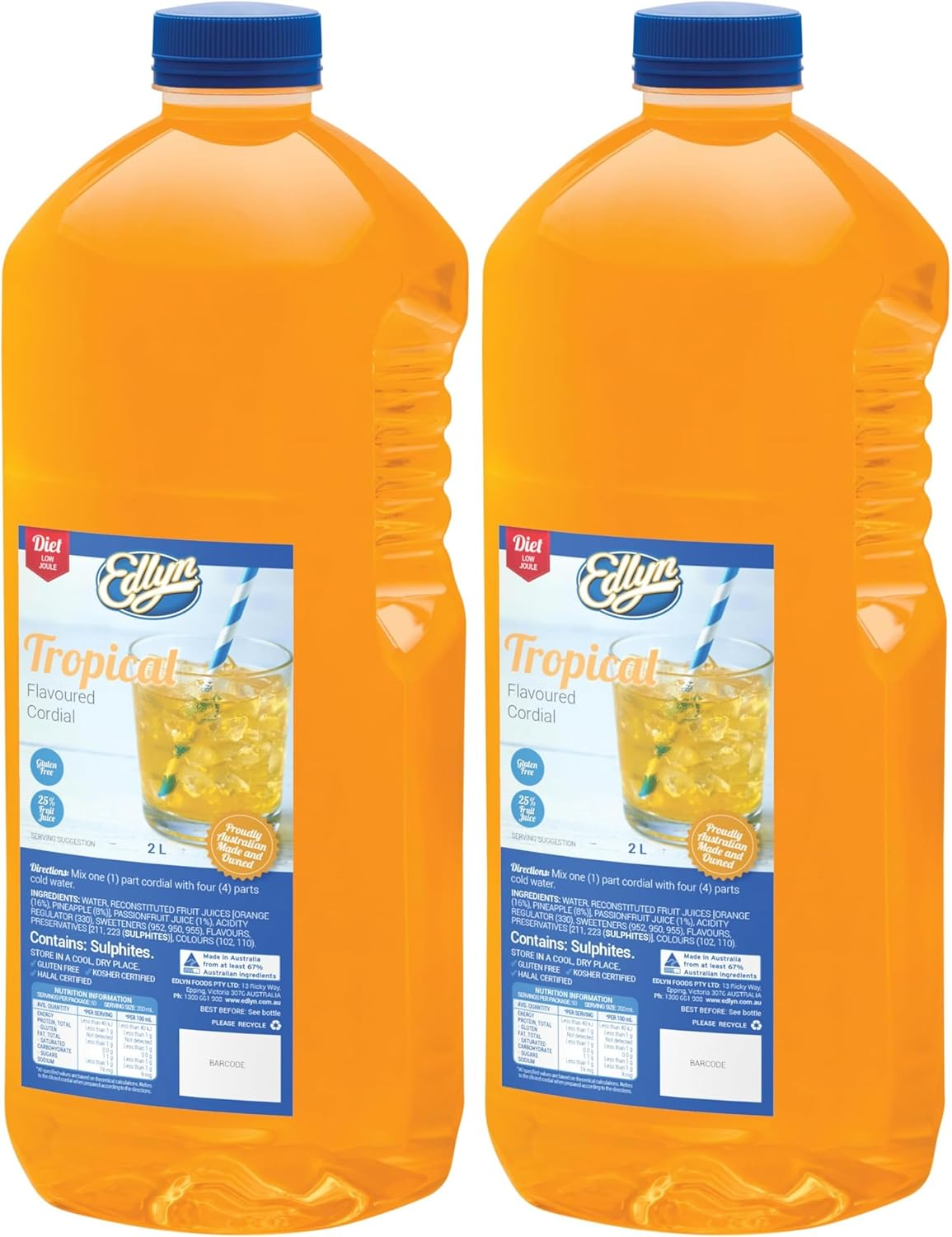 Edlyn Traditional Diet Tropical Cordial 2 Litre image number 1