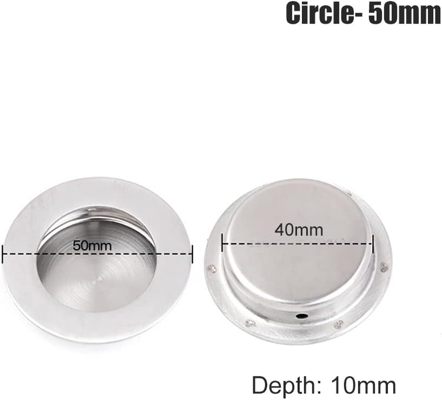 Tophomer Recessed Sliding Pull Door Handles, Stainless Steel Hidden Flush Finger Pull Handle with Screws for Residential and Commercial (Circle-50Mm) image number 4