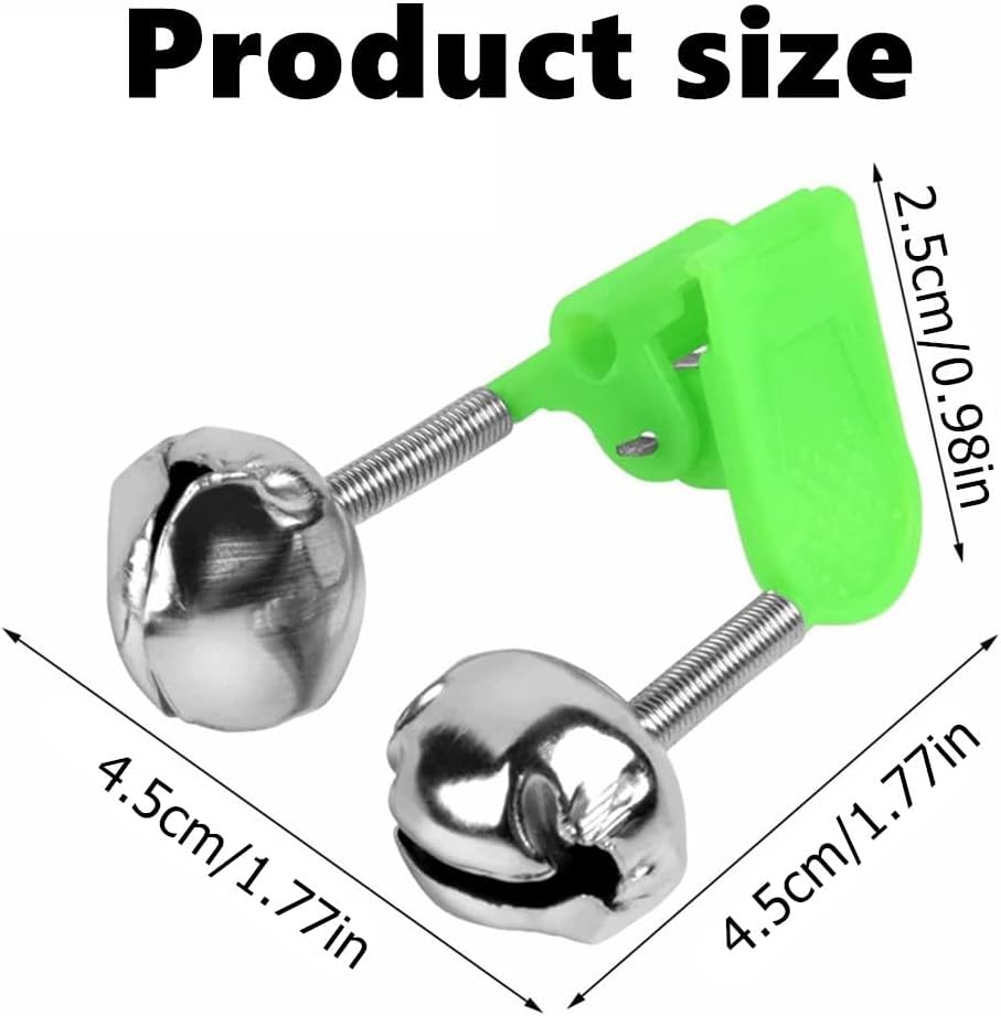 Kastetards 30 Pcs Fishing Bell Alarm Devices, Fishing Bells,Bait Alarm Bells, Fishing Bell Clip Fishing Rod Alarm Devices, Dual Alarm Clip with Super Loud Volume, Fishing Rod Alarm Bells (Green) image number 1