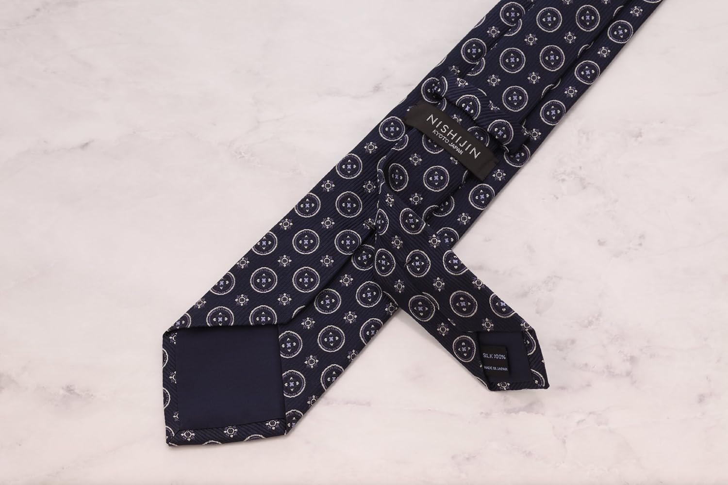 NISHIJINORI NJ11-12 Nishijin Woven Necktie, Regular Tie, Patterned, Dark Navy, 日本 Mens-(Free サイズ)