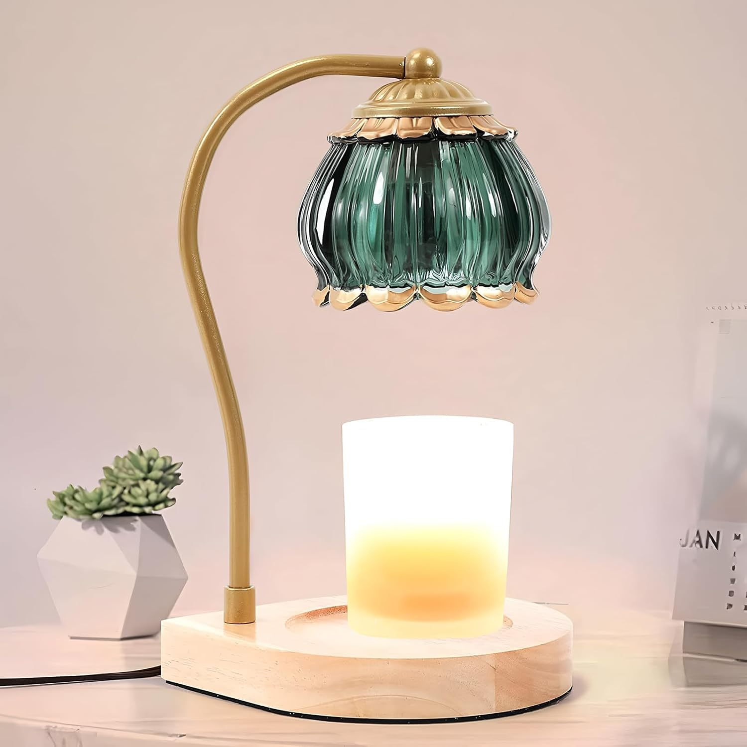 Candle Warmer Lamp with Timer Dimmer,Heat Adjustable,Wax Melt Warmer with 2 Bulbs,Home Decor beside Lamp Gifts for Jar Candles,Scented Candles,Home Decoration image number 2