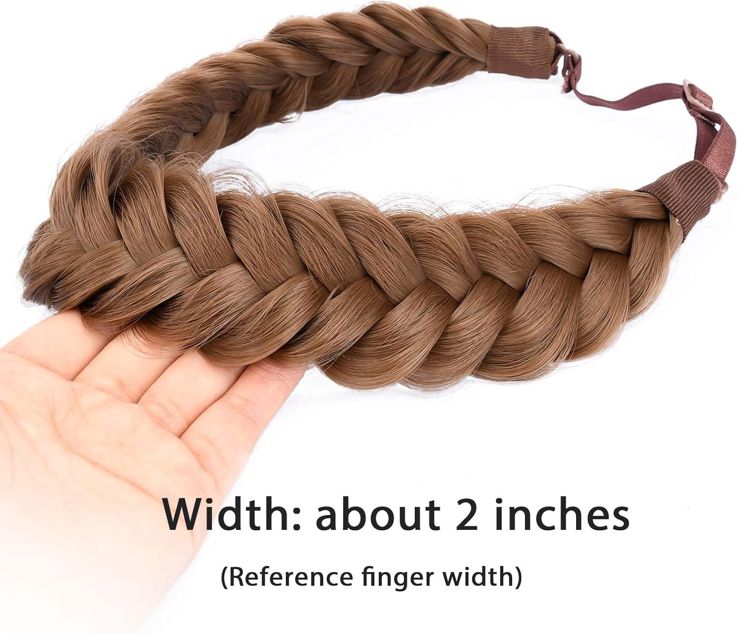 Gledola Messy Synthetic Hair Braided Headband Classic Chunky Wide Braided Headband (Medium Brown) image number 3
