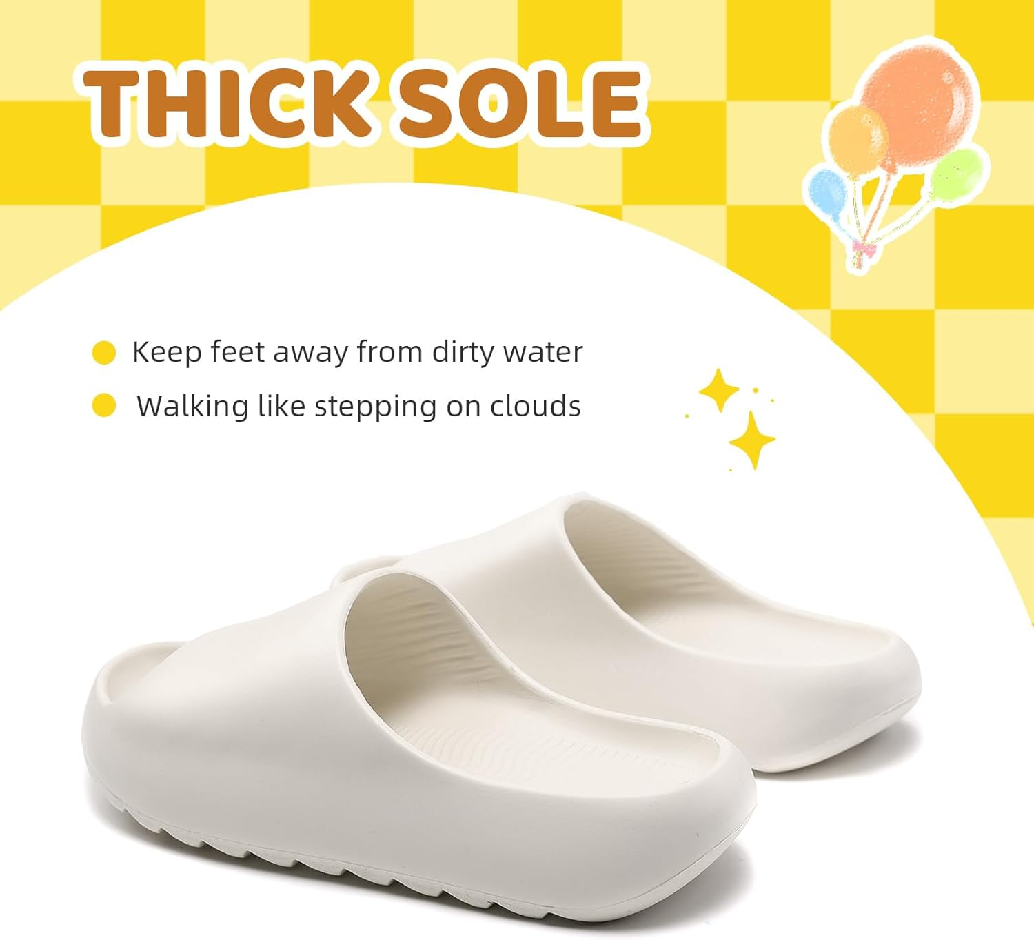 Cloud Slides for Women Men Kids, Pillow Slippers Comfy Non-Slip Soft Waterproof Bathroom Shower Shoes, Cushioned Thick Sole Sandals for Indoor and Outdoor image number 4