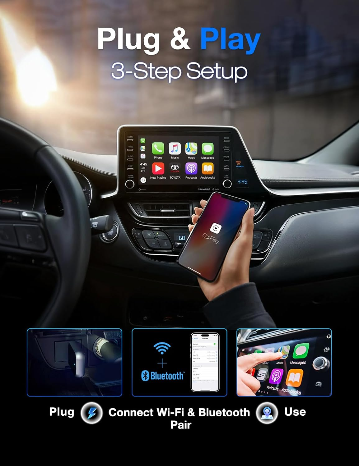 Duduma Wireless Carplay Adapter for Iphone - Convert Wired to Wireless Car Play Wireless Adapter Mini Size with Extension Cable USB & USB-C Fast Auto Connection & No Delay image number 6