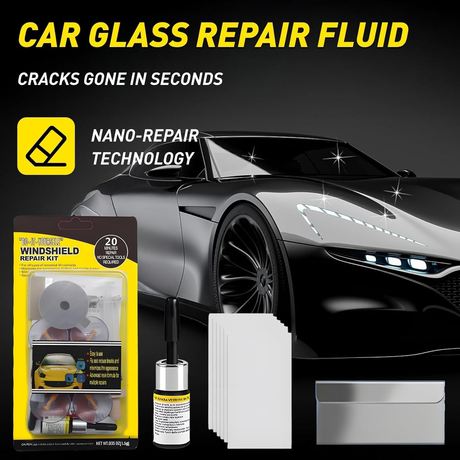 Advanced Windshield Repair Kit for Laminated Glass Fix Chips and Cracks Easily with Professional-Grade Resin Quick and Efficient DIY Solution for All Vehicle Types image number 2