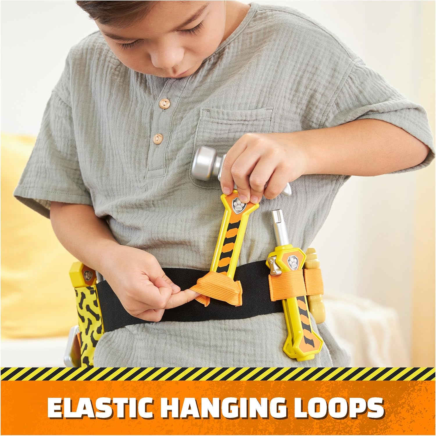 Rubble & Crew, Rubble&rsquo;S Construction Tool Belt, with 6 Piece Kids Tool Set, Pretend Play Costume with Kids Toys for Ages 3 and Up image number 3