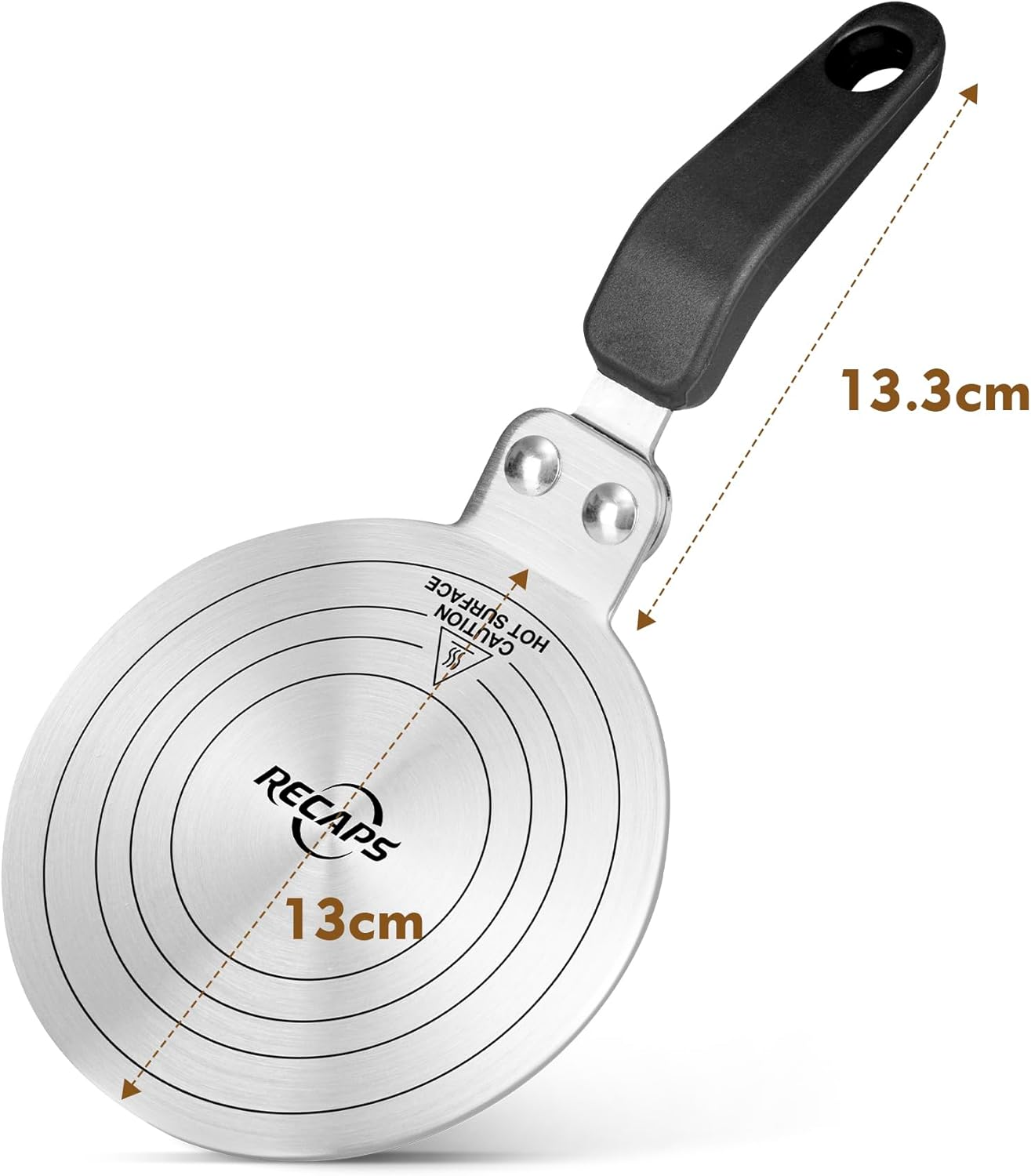 RECAPS 5.12 Inch Stainless Steel Induction Adapter Plate for Electric Gas Glass Cooktop, Induction Heater Diffuser for Moka Pot, Glass Bowls, Sauce Pan image number 3