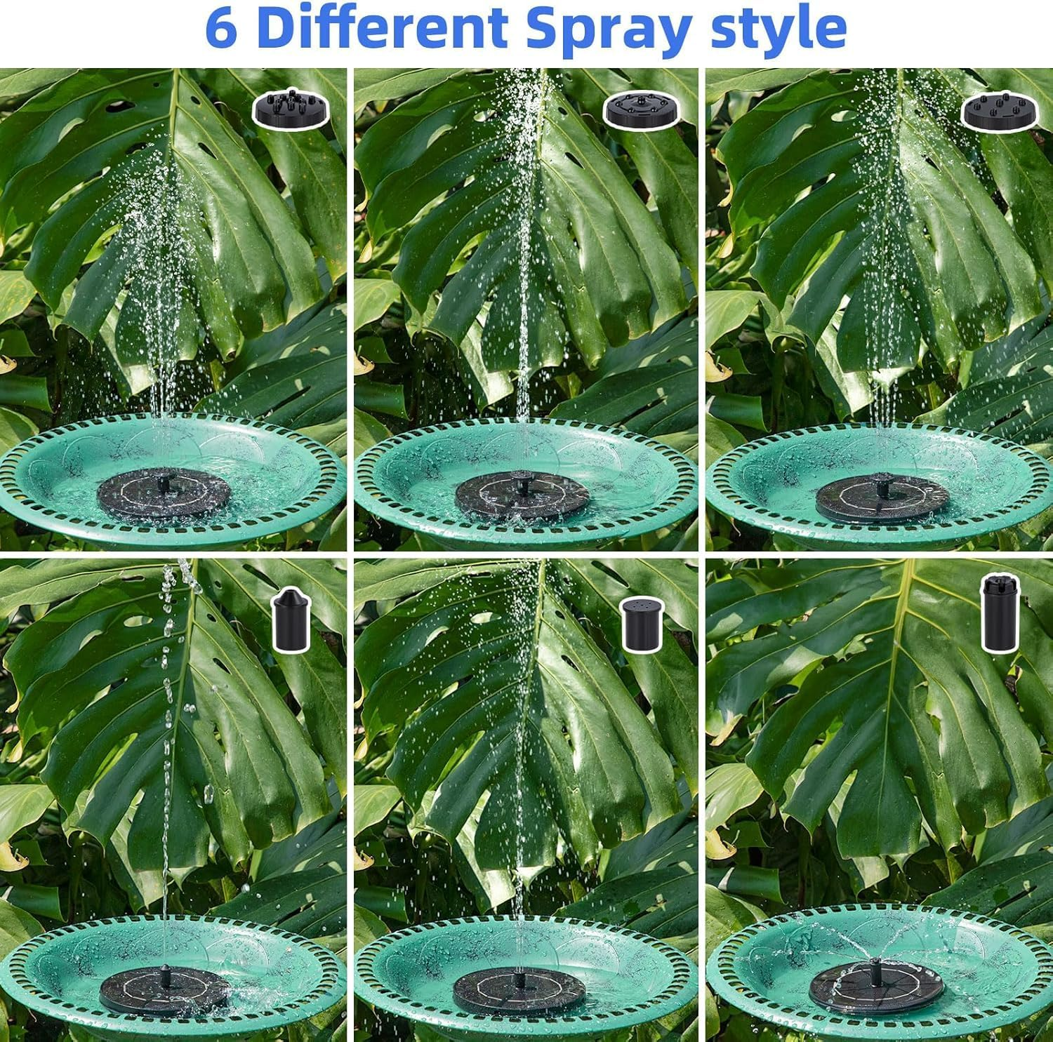 Solar Fountain for Bird Bath, Solar Water Fountain with Multiple Nozzles & Fixed Pipes, Upgraded Solar Water Pump, Suitable for Bird Bath, Garden, Courtyard, Fish Tank, Outdoor image number 3
