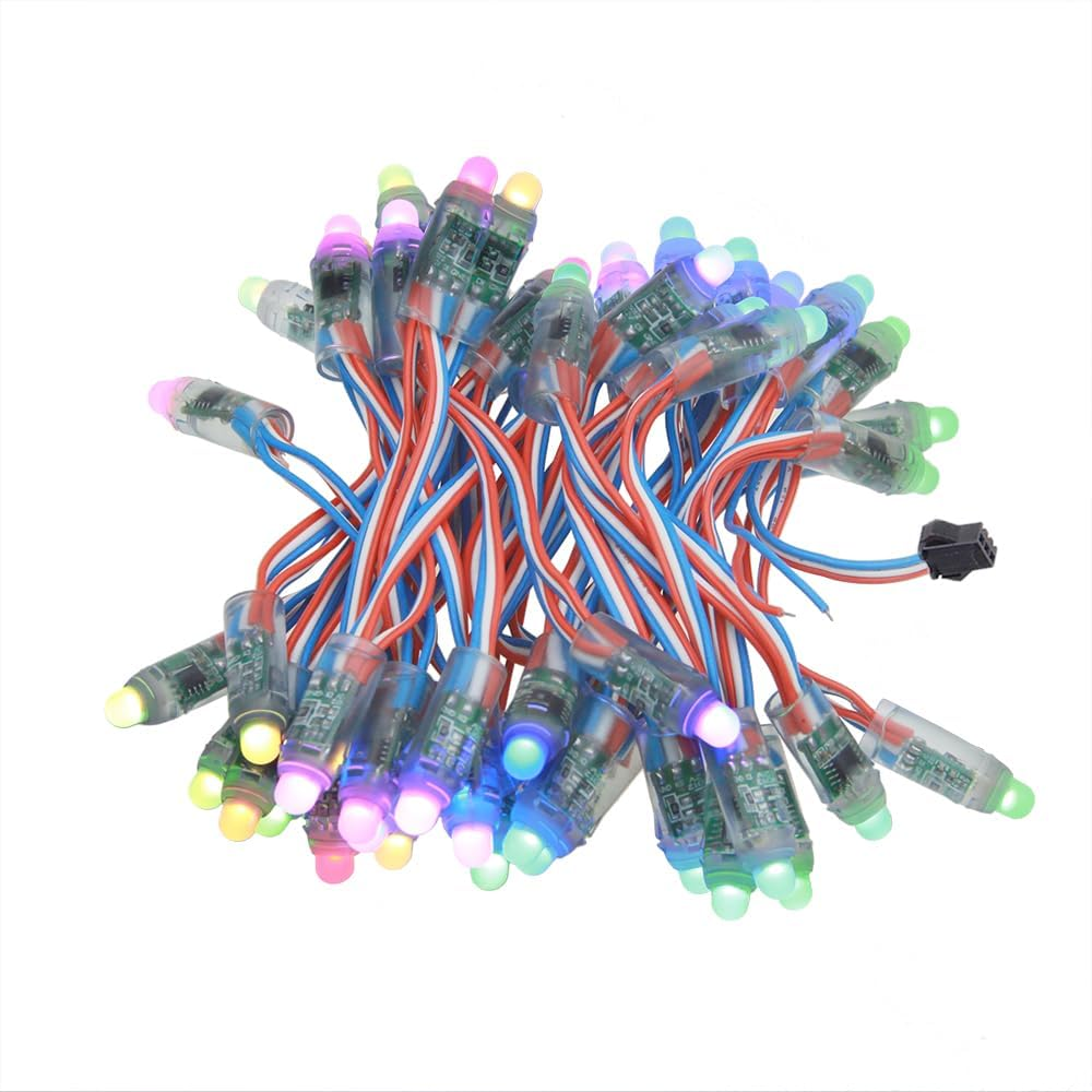 ALITOVE 500Pcs WS2811 12Mm Diffused Digital Dream Color RGB LED Pixel String Light Individually Addressable LED Pixels Module for LED Screen Wall Outdoor Advertising Board Signs IP68 Waterproof DC 5V