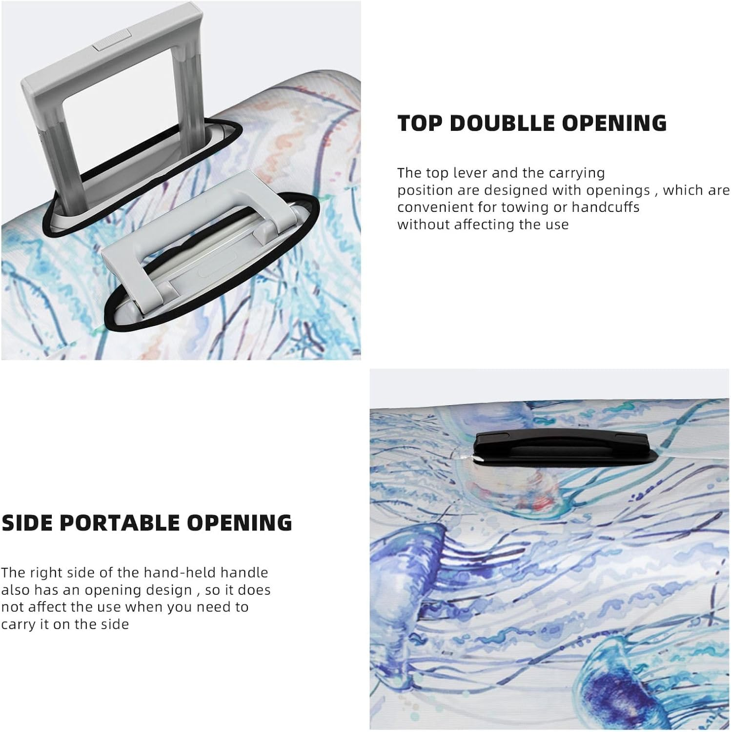 Obabo White Parttern Travel Luggage Cover,Washable Suitcase Cover Protector Anti-Scratch Suitcase Cover Fits 18-32 In, Jellyfish, M image number 5