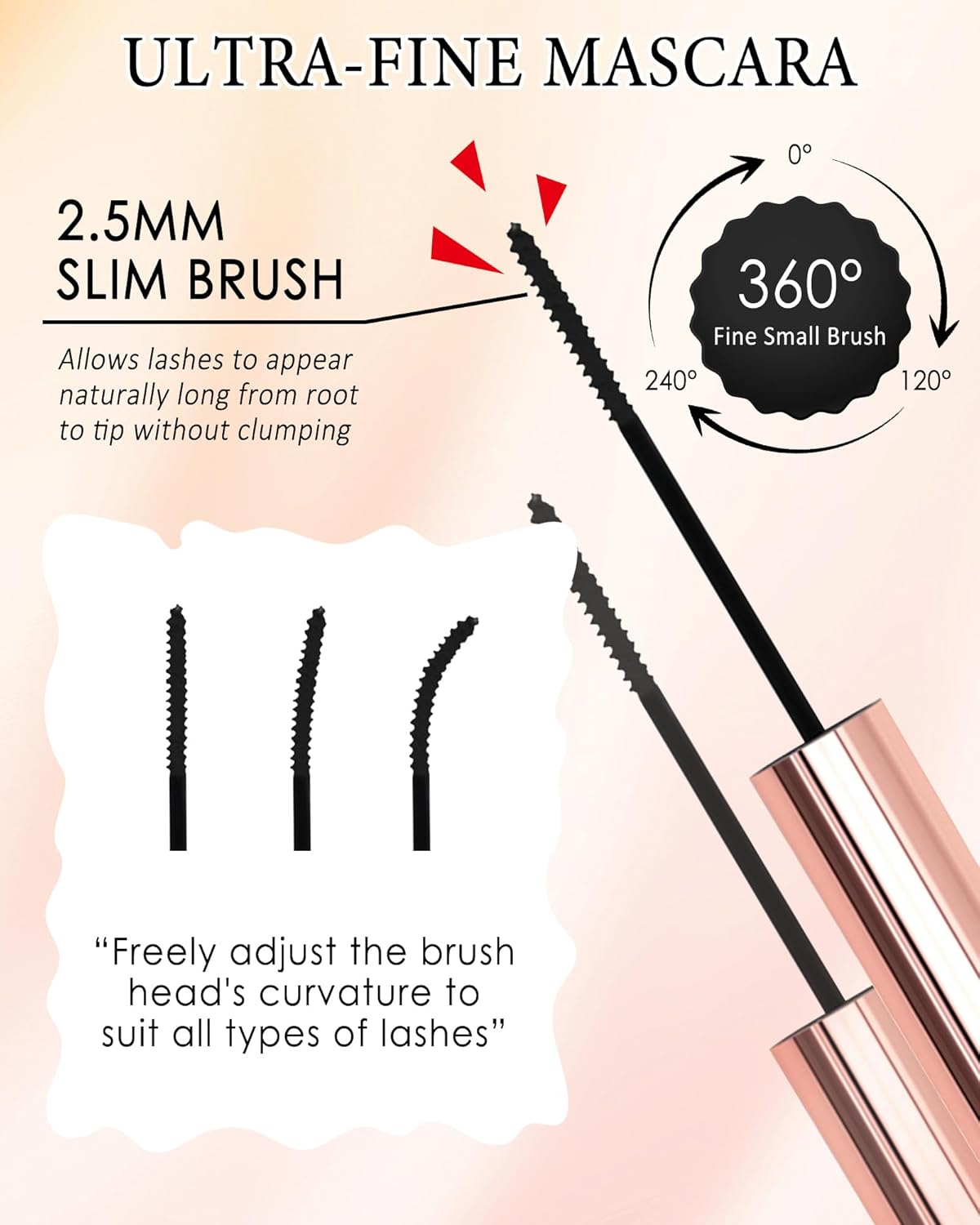 Ultra-Fine Mascara for Short Eyelashes, 2 Pieces, Waterproof Mascara, Purple Long Eyelashes, Durable, Non-Clumping, Highly Pigmented Colourful Mascara Lengthening and Voluminous, Makeup for Cosplay image number 3