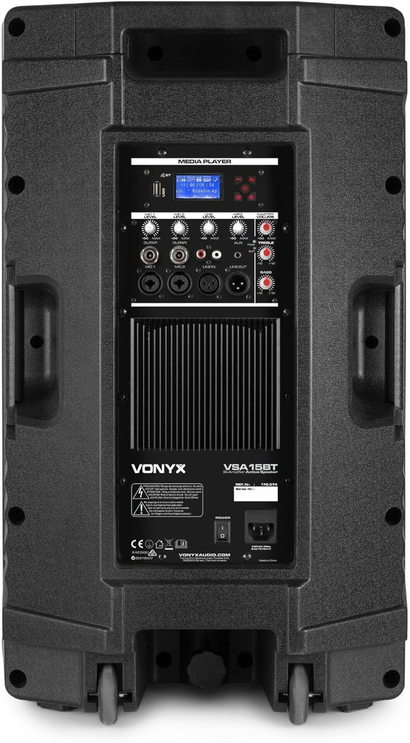 Vonyx VSA15BT Bi-Amplified Speaker 15-Inch 170374 Bluetooth/Mp3 image number 6