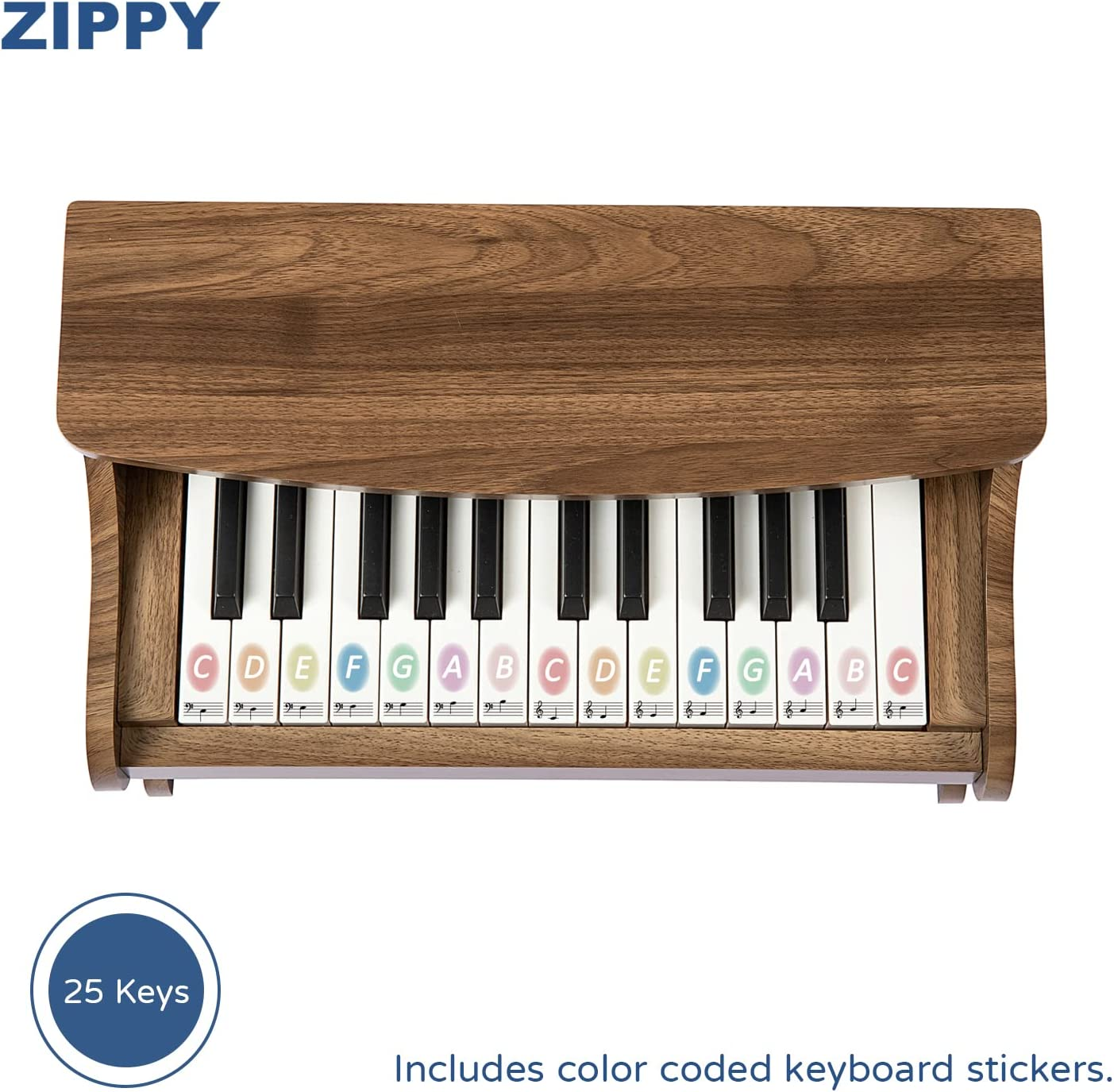 Kids Piano Keyboard, 25 Keys Digital Piano for Kids, Mini Music Educational Instrument Toy, Wood Piano for Toddlers Girls Boys (Walnut) image number 3