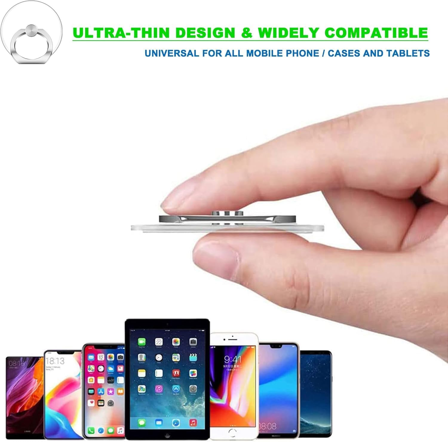 Phone Ring Holder, Oiltomn Transparent Universal Finger Stand Kickstand Cell Phone Ring Grip Holder Compatible with Iphone Samsung Smartphones 【2 Pack - Gold】 image number 6