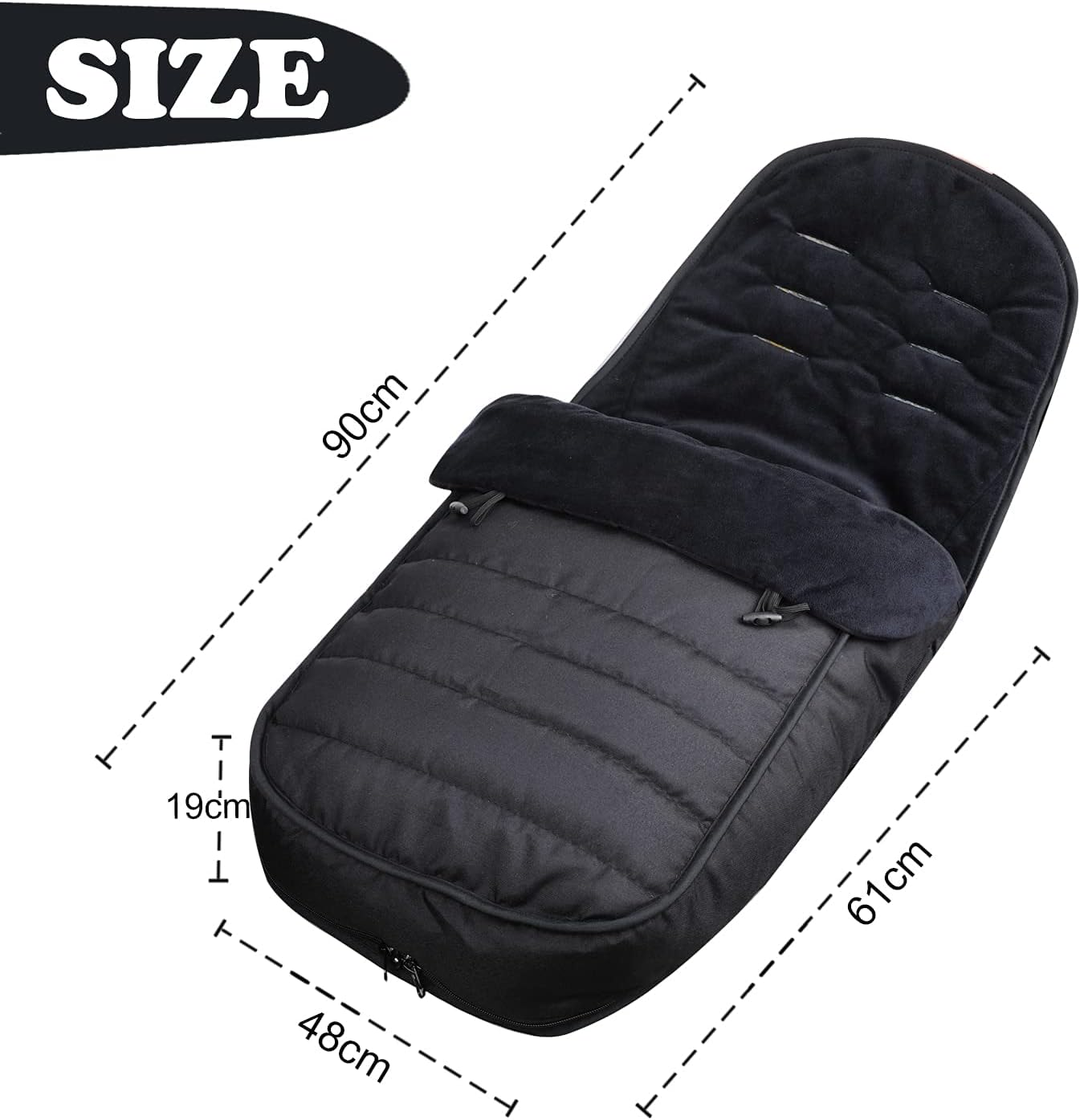 Footmuff, Universal Footmuff for Pushchair Waterproof and Windproof Fleece Lined Stroller Pram, Black image number 1