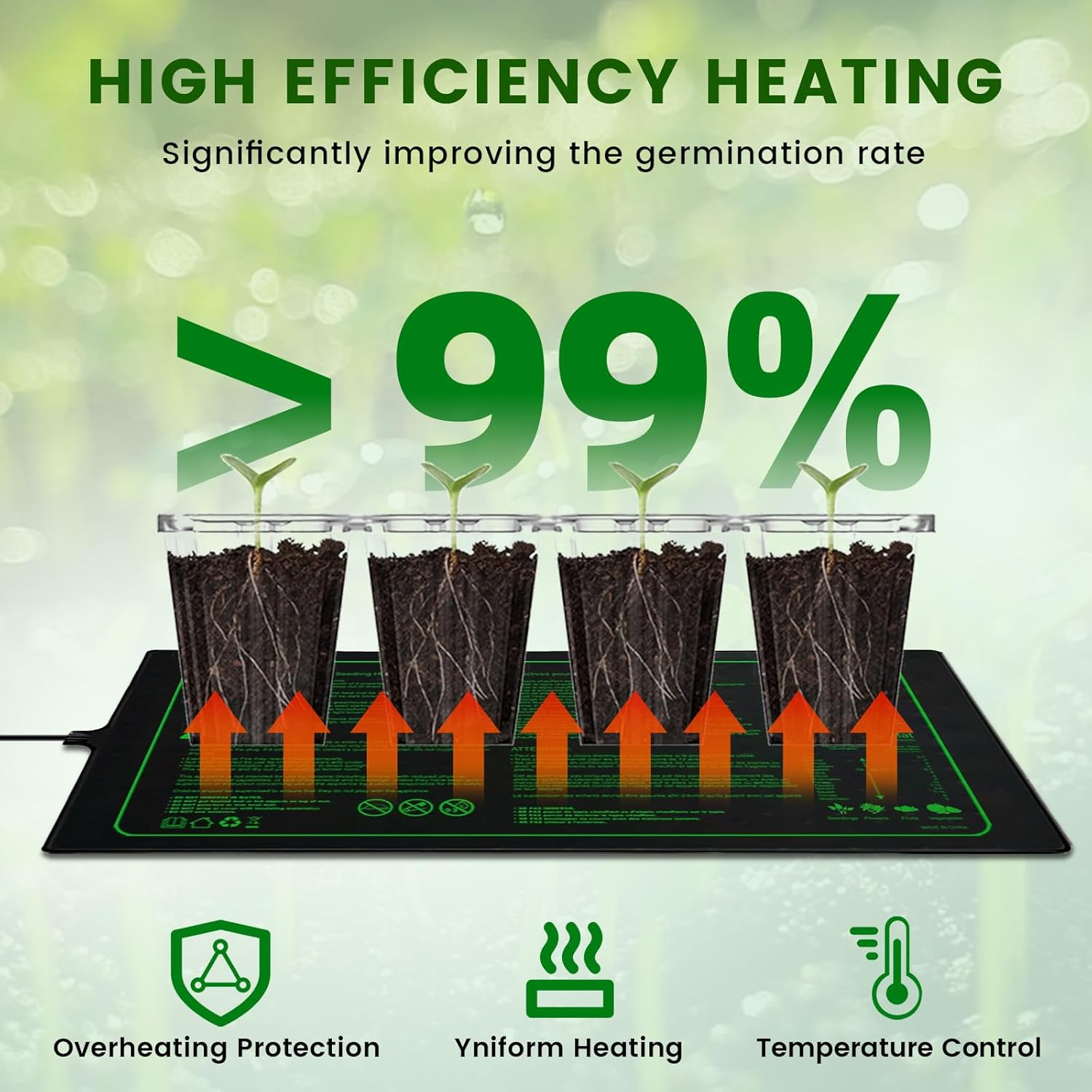 Bonlux Seedling Heat Mat with Thermostat, 25Cm X 50Cm Heat Mats for Plants, Seed Heating Mat for Indoor Growing, Brewing, Terrarium Warming, Seed Germination image number 4