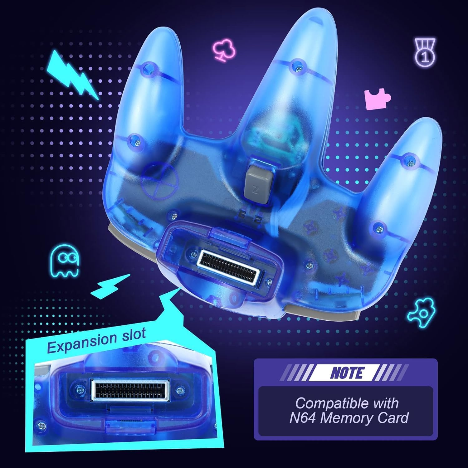 Retro N64 Wired Gaming Remote Joystick Replacement Controller for N64 System Video Games Console (&zwnj;Transparent Blue) image number 6