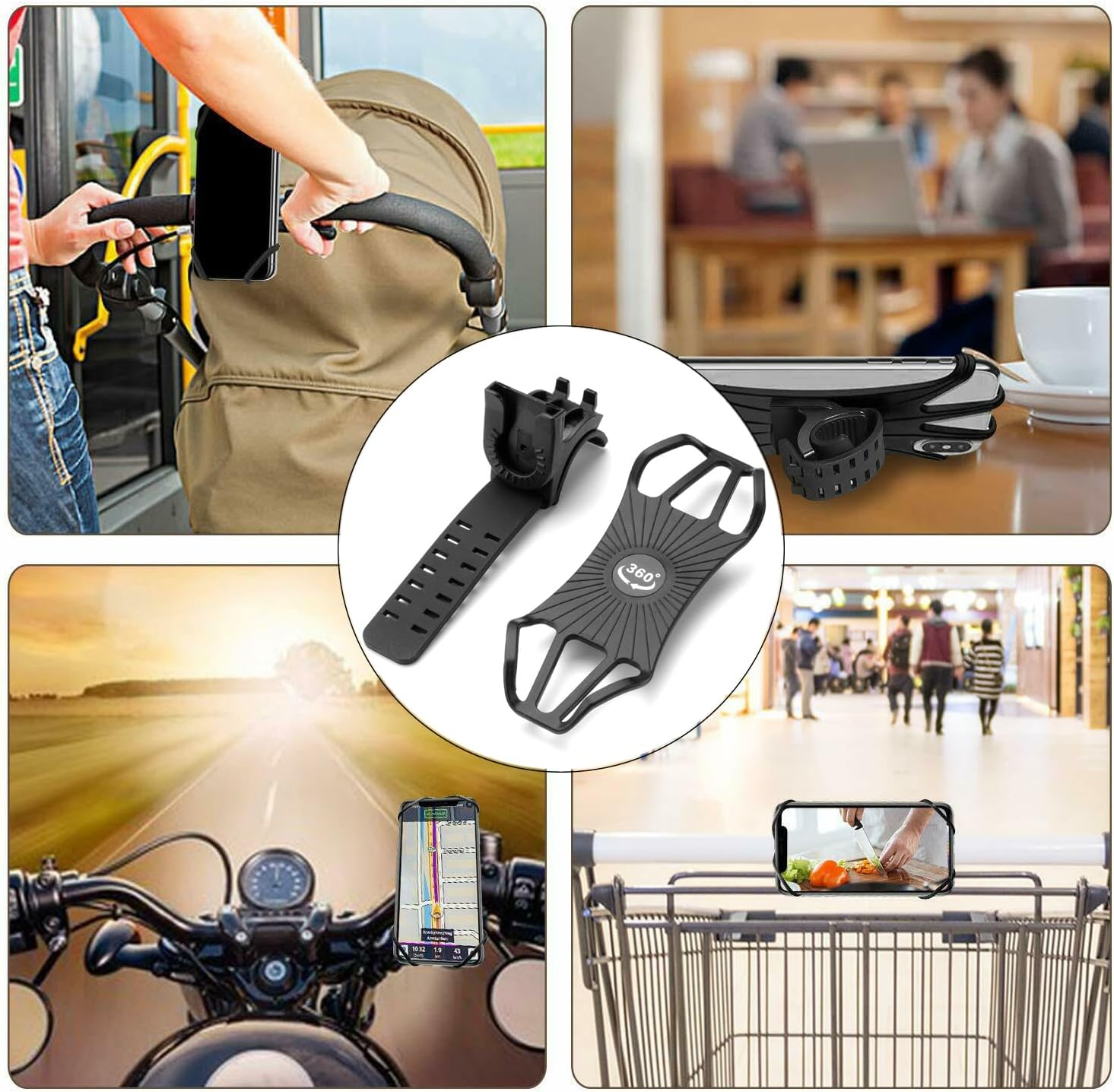 Bike Phone Holder Mount Fit for 5-6.5 Inch Devices, Separable Bicycle Phone Mount Holder Bike Stem Handlebar Mount 360&deg; Rotating Bike Computer Mount Bike Stopwatch Mount Action Camera Holder image number 2