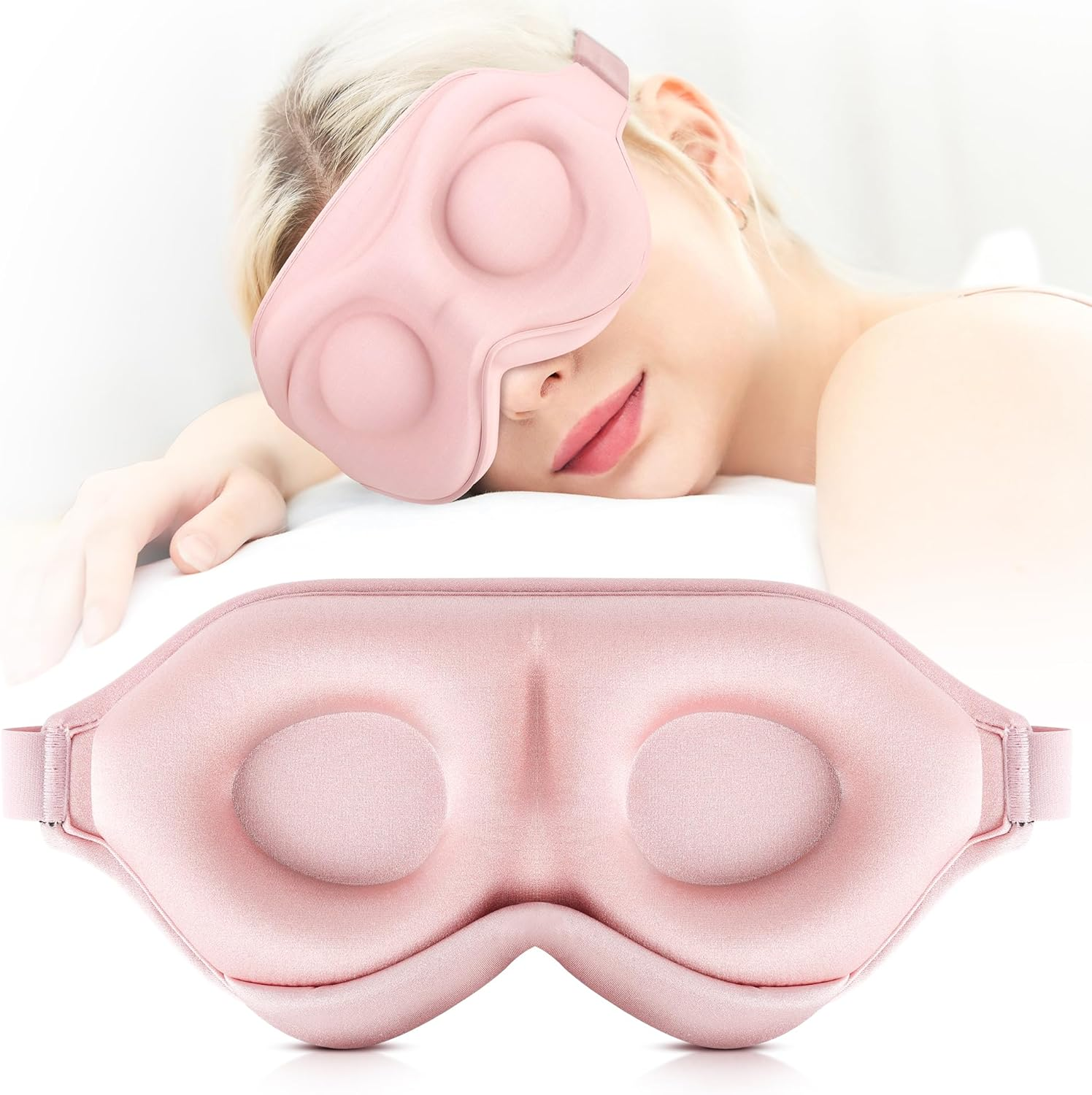 ZQQO Sleep Mask Blackout for Men Women - 3D Black Eye Mask for Sleeping as Mini Travel Essentials 100% Light Blocking Sleeping Mask with Soft Breathable Zero Eye Pressure Perfect for Side Sleepers