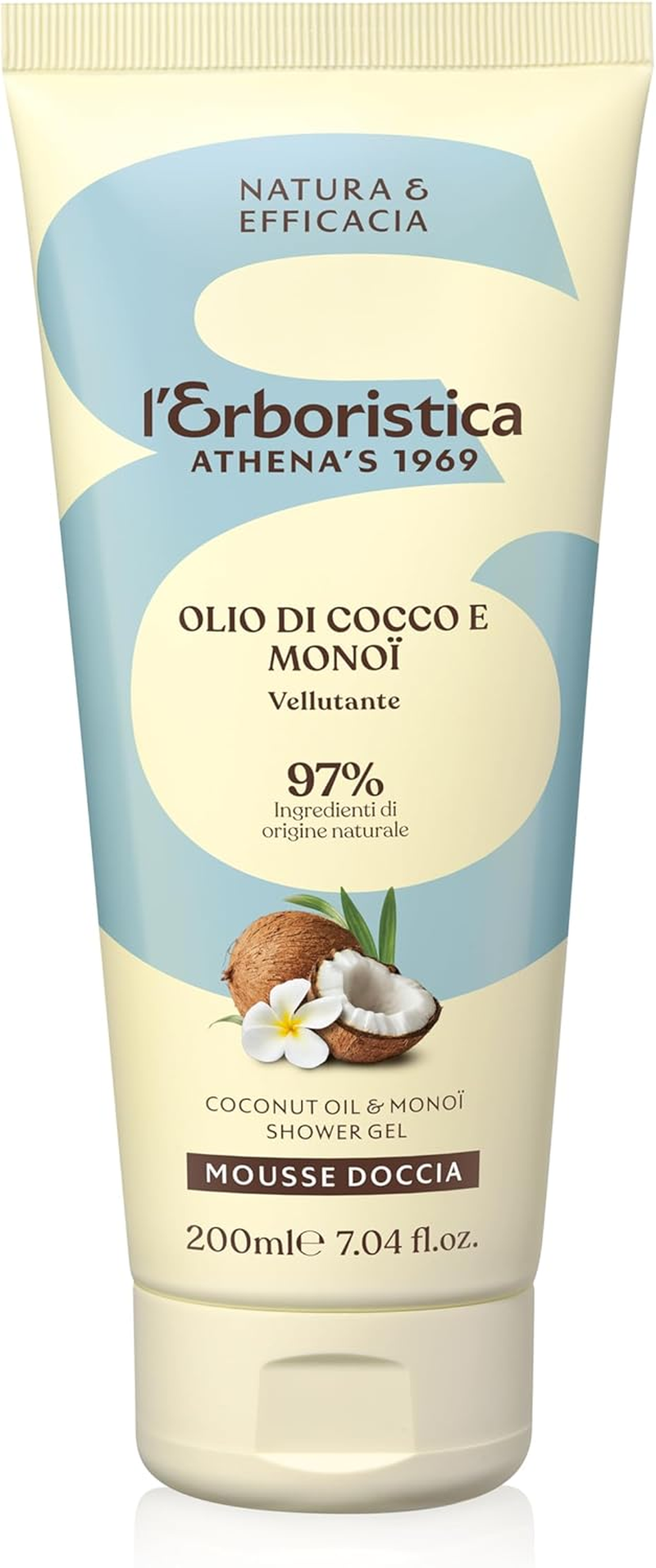 L'ERBORISTICA DI ATHENA'S - Shower Mousse - Velvety and Moisturizing - Scented - with Coconut Oil - 200 Ml