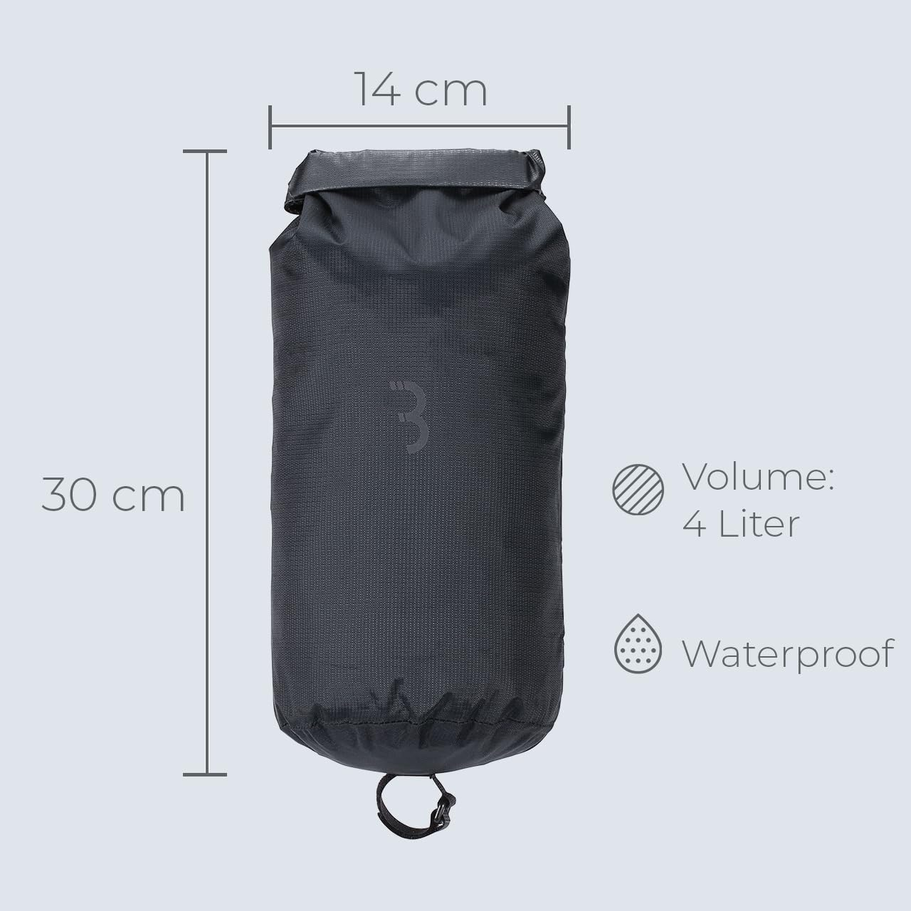 BBB Cycling Stackpack Waterproof Dry Bag Bikepacking Dry Roll Top Closure Lightweight Carrying Rack Included Bsb-145,Black image number 4