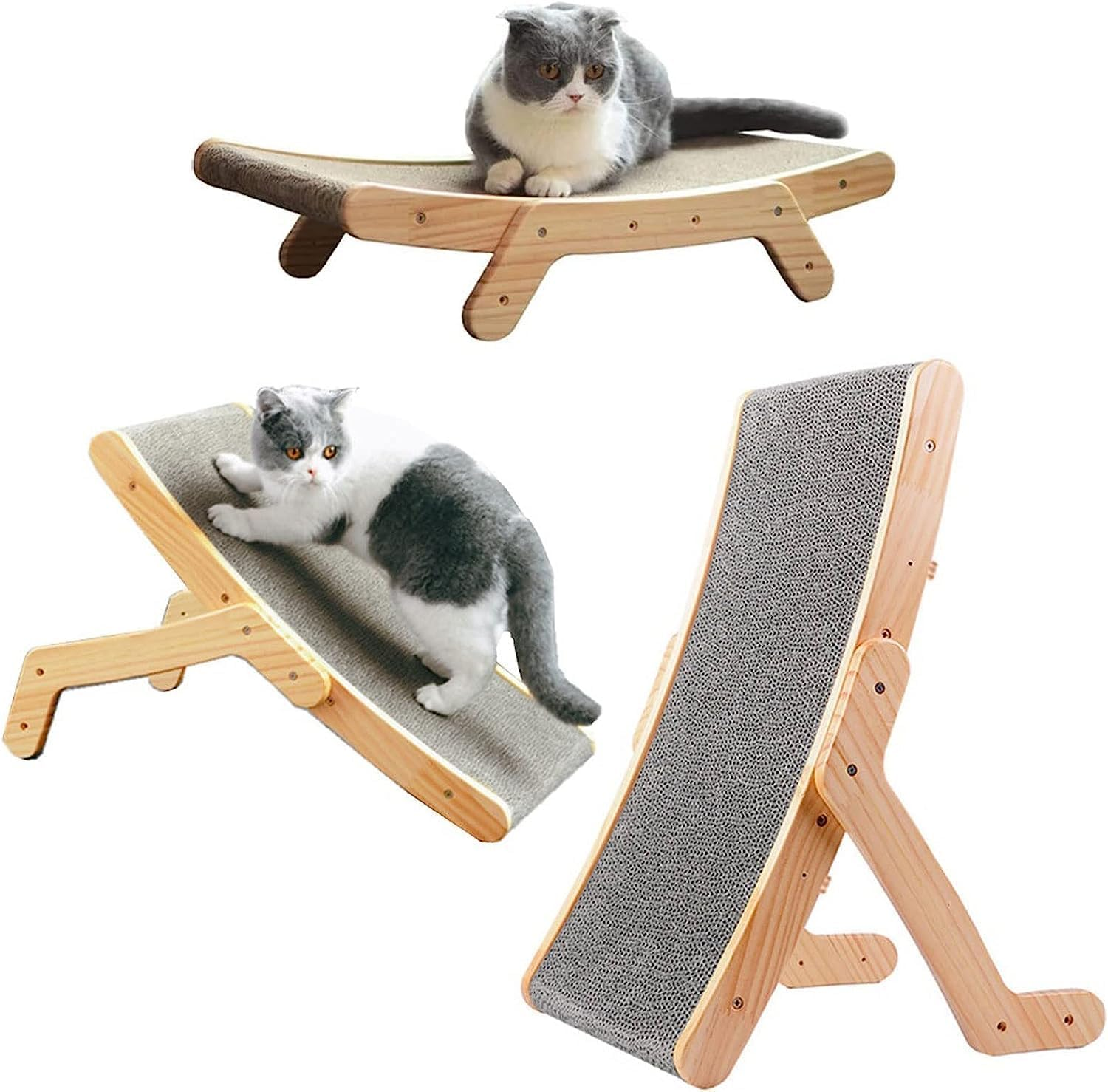 Solid Wood Cat Scratching Board anti Scratch Cat Tree L-Shaped Deformation Vertical Cat Condo image number 2
