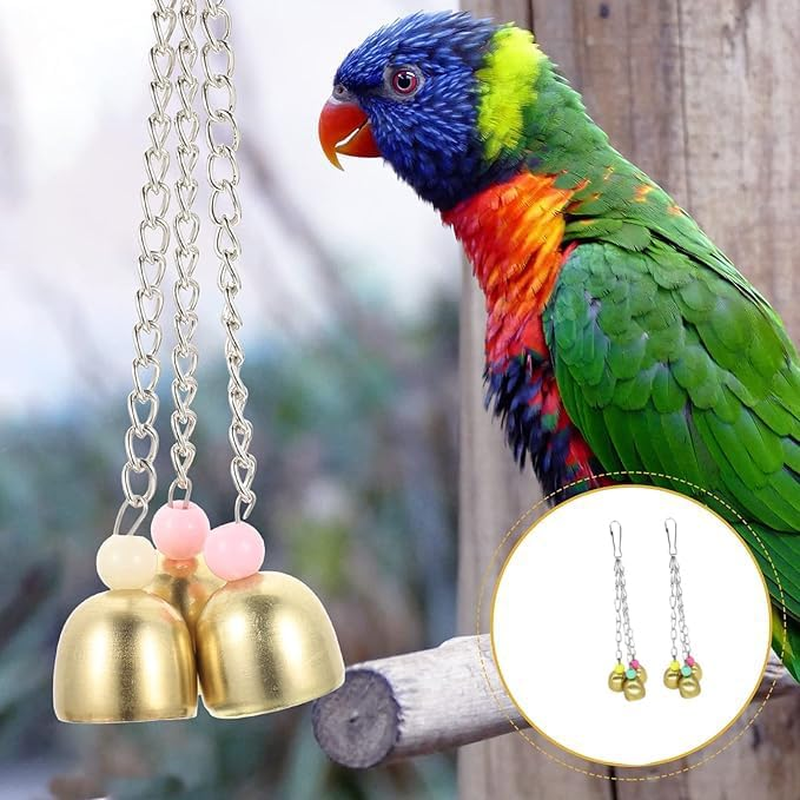 3PCS Stainless Steel Pet Parrot Bell Toy for Bird Parrot Parakeets Hanging Small Bird Toys Hanging Bell Ornaments image number 3