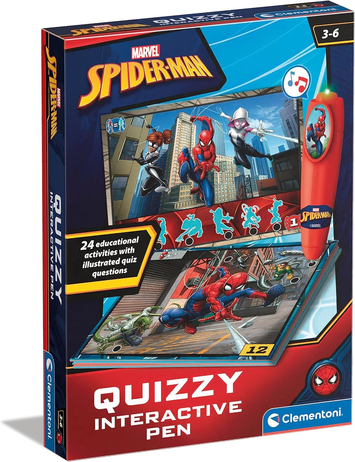 Clementoni - Sapientino Quizzy Marvel Spiderman Interactive Pen Cards, Educational Game 3 Years, Electronic Speaker, Made in Italy, Multilingual 16452 image number 6