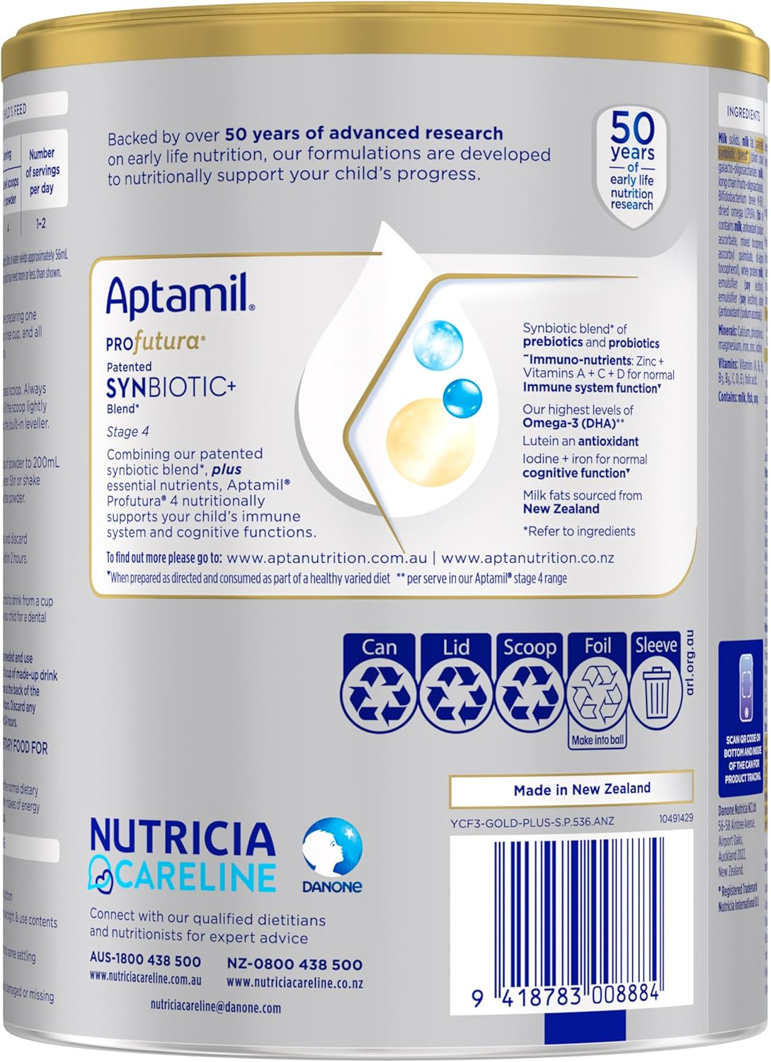 Aptamil Profutura 4 Premium Nutritional Supplement, Rich in Essential Nutrients and Synbiotic Blend, Toddler Formula with Omega-3 DHA, Easy to Prepare, from 3 Years, 900G image number 6