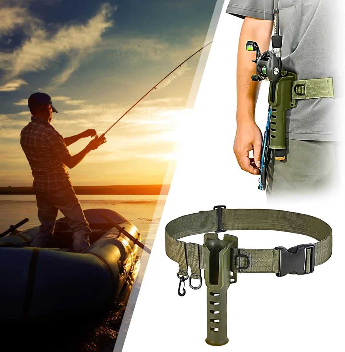 AIMALL Adjustable Fishing Rod Holder Belt - Portable Luya Waist Holder with Secure Locking Mechanism, Fits Rods up to 1.4 Inches Diameter, Durable Outdoor Gear for Anglers image number 4