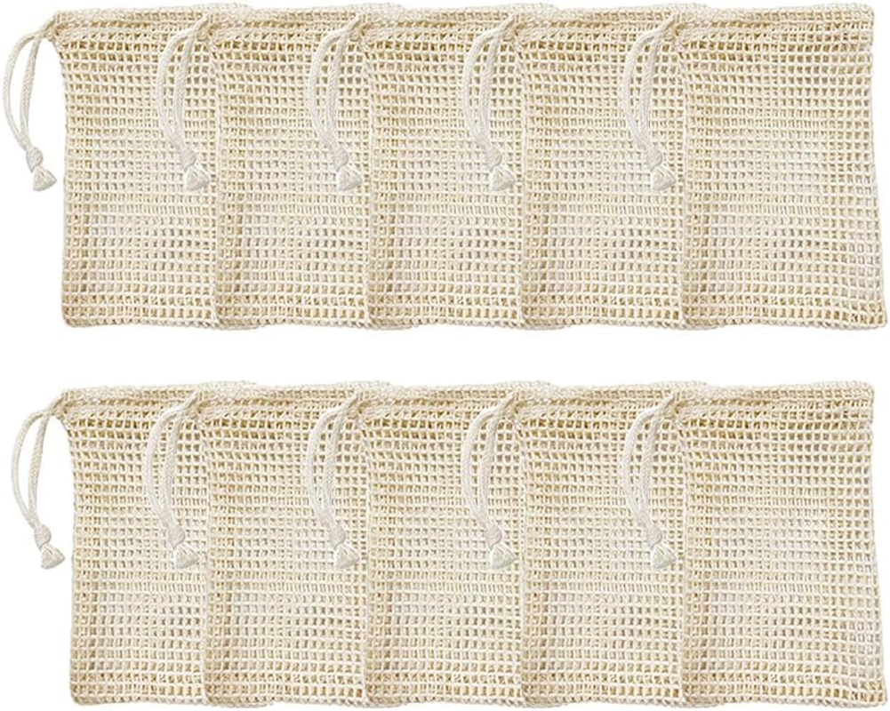 10 Pack Natural Sisal Soap Saver Bag Zero Waste Mesh Bar Soap Loofah Holder Pouch for Shower (10 Pack Yellow) image number 5