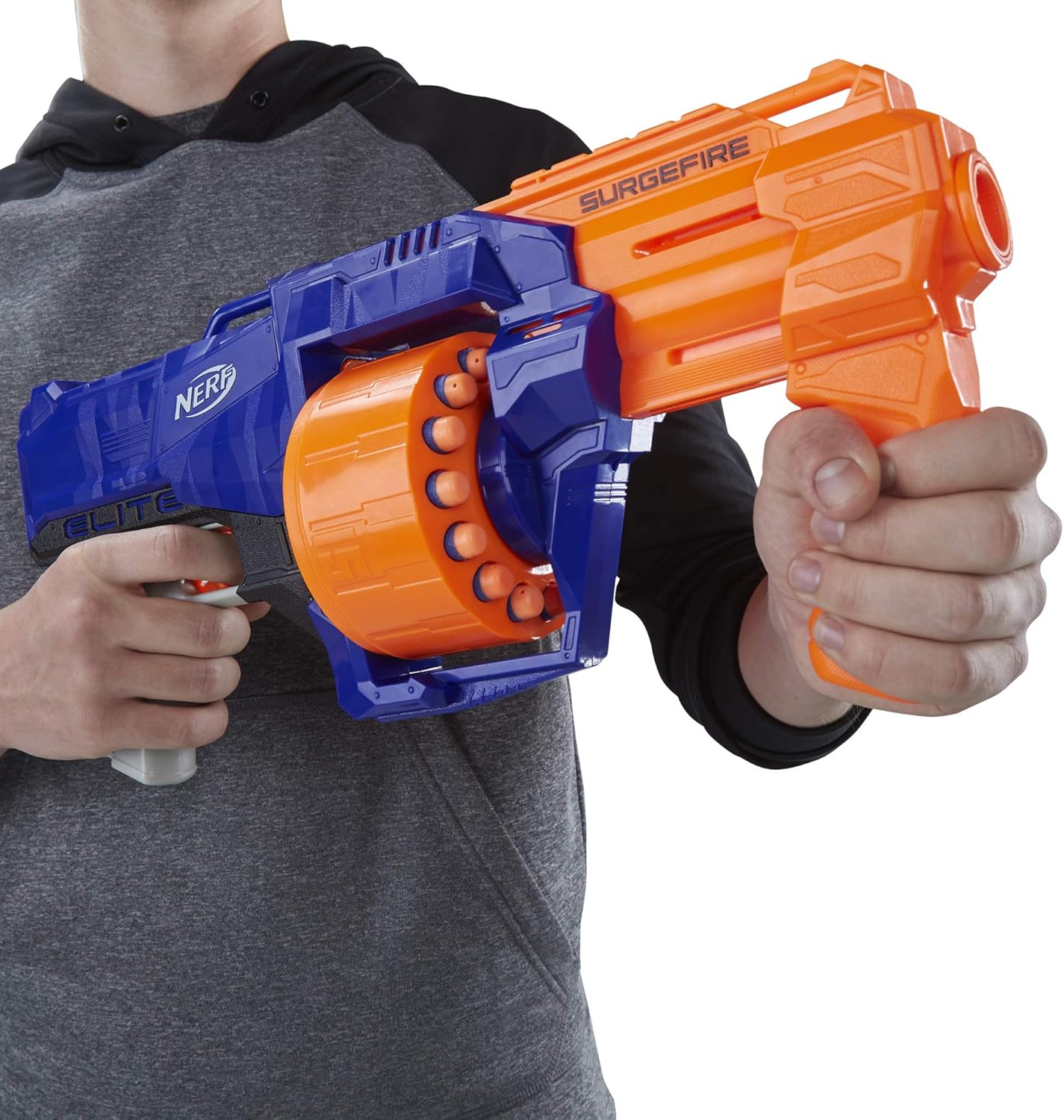 Nerf N-Strike Elite Surgefire Toy Blaster with Drum Magazine in Recyclable Packaging image number 1