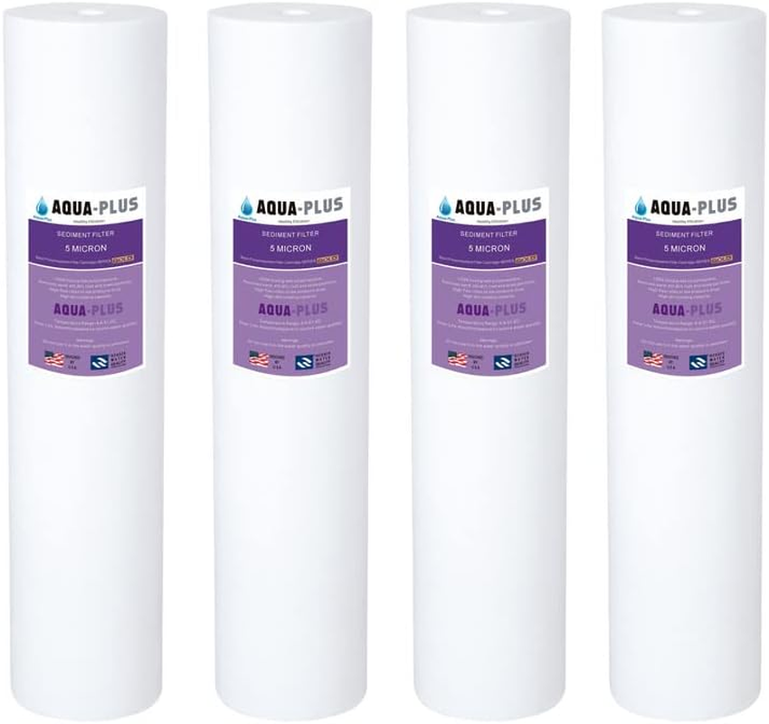 4 X Big Blue 5 Micron Sediment Water Filters Cartridges 4.5" X 20"