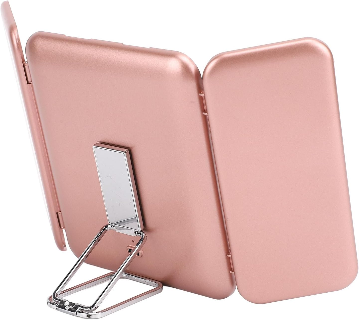 Folding Travel Makeup Mirror, Portable Lighted Vanity Mirror Rechargeable, Tabletop LED Beauty Mirror with Adjustable Lighting for Home Outdoor