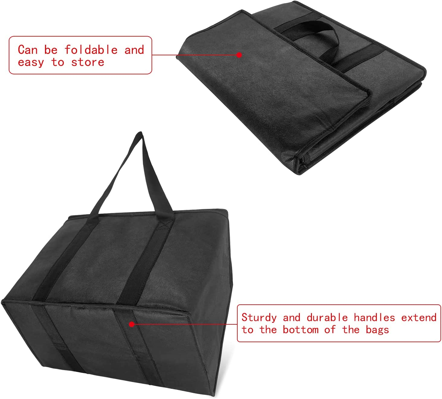 Set of 2 XL Insulated Cooler Bags, Reusable Shopping Bags with Heavy Duty Double Zipper, Keeps Food Hot or Cold, Ideal for Instacart, Food Transport image number 2