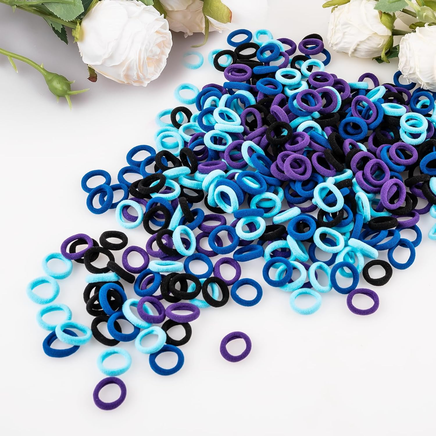 400 PCS Baby Hair Ties &ndash; No Damage Elastic Ponytail Holders, Soft Seamless Multicolor Hair Bands for Toddlers and Girls, Baby Hair Accessories (Mixed Blue) image number 5