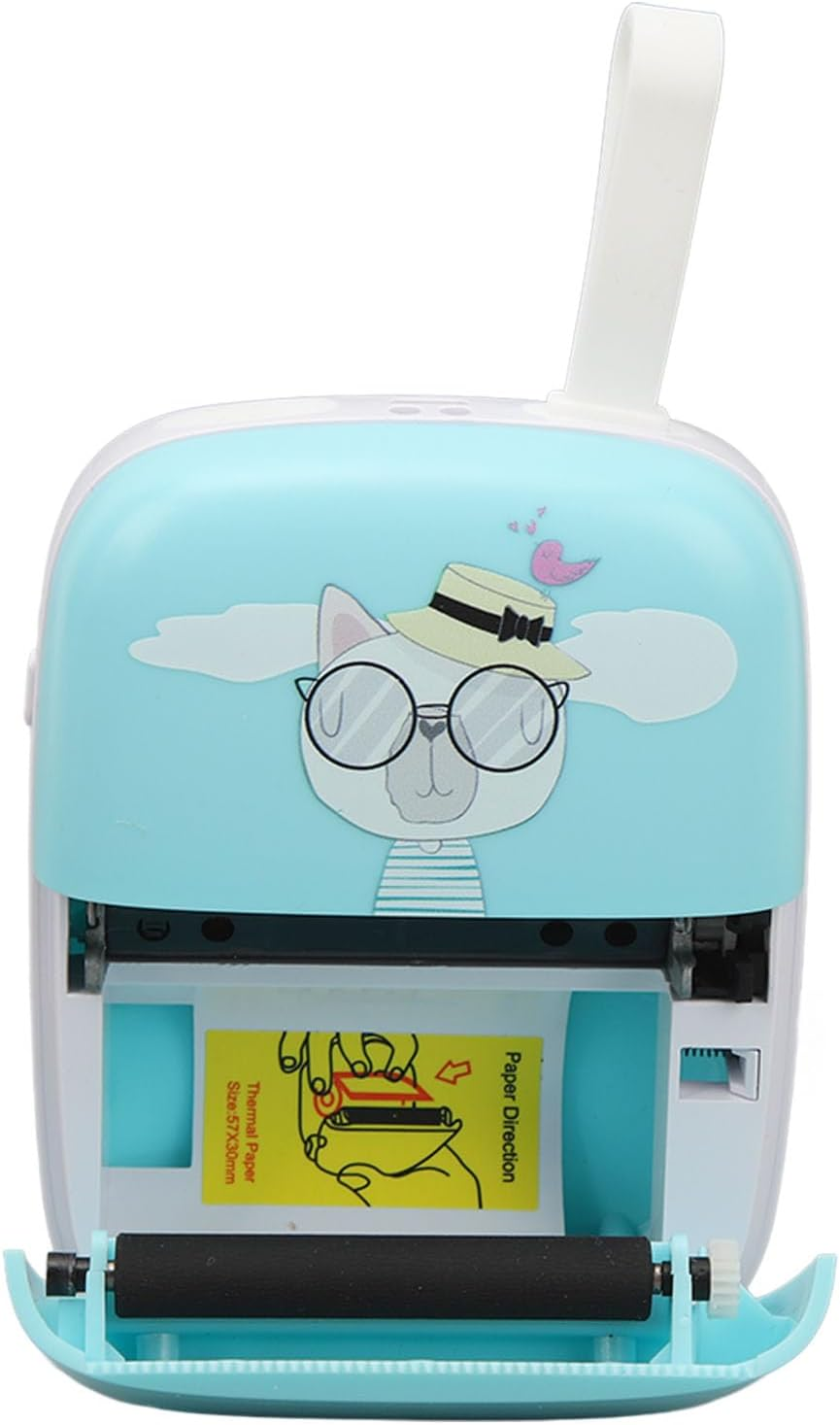 Printer, Portable Thermal Printer, Sticker Maker Machine Mini Printer, Label Printer Home Photo Scrapbook Small Printer for Learning Assistance, Study Notes, Picture (Blue)