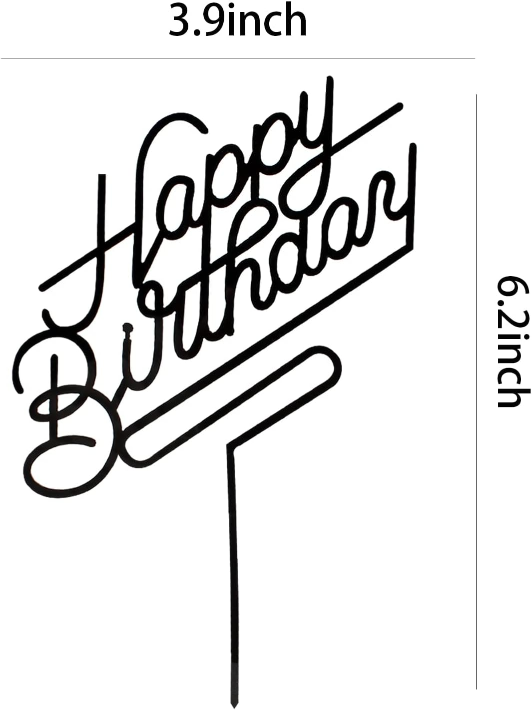 Happy Birthday Cake Topper,Acrylic Cake Toppers,Birthday Party Decoration Supplie (Black) image number 3
