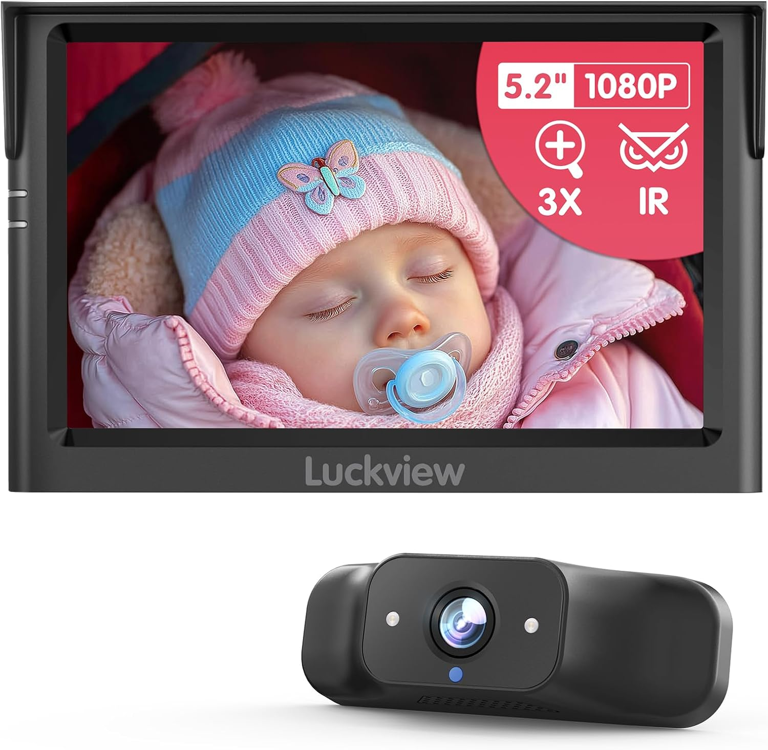 5'' 1080P Baby Car Mirror, Baby Car Camera IR Night Vision, 3X Zoom in Closer, Colors Accuracy & Full Viewing Angles, Driving Safety Baby Car Monitor for Back Seat Rear Facing BM1 BM1-US image number 4