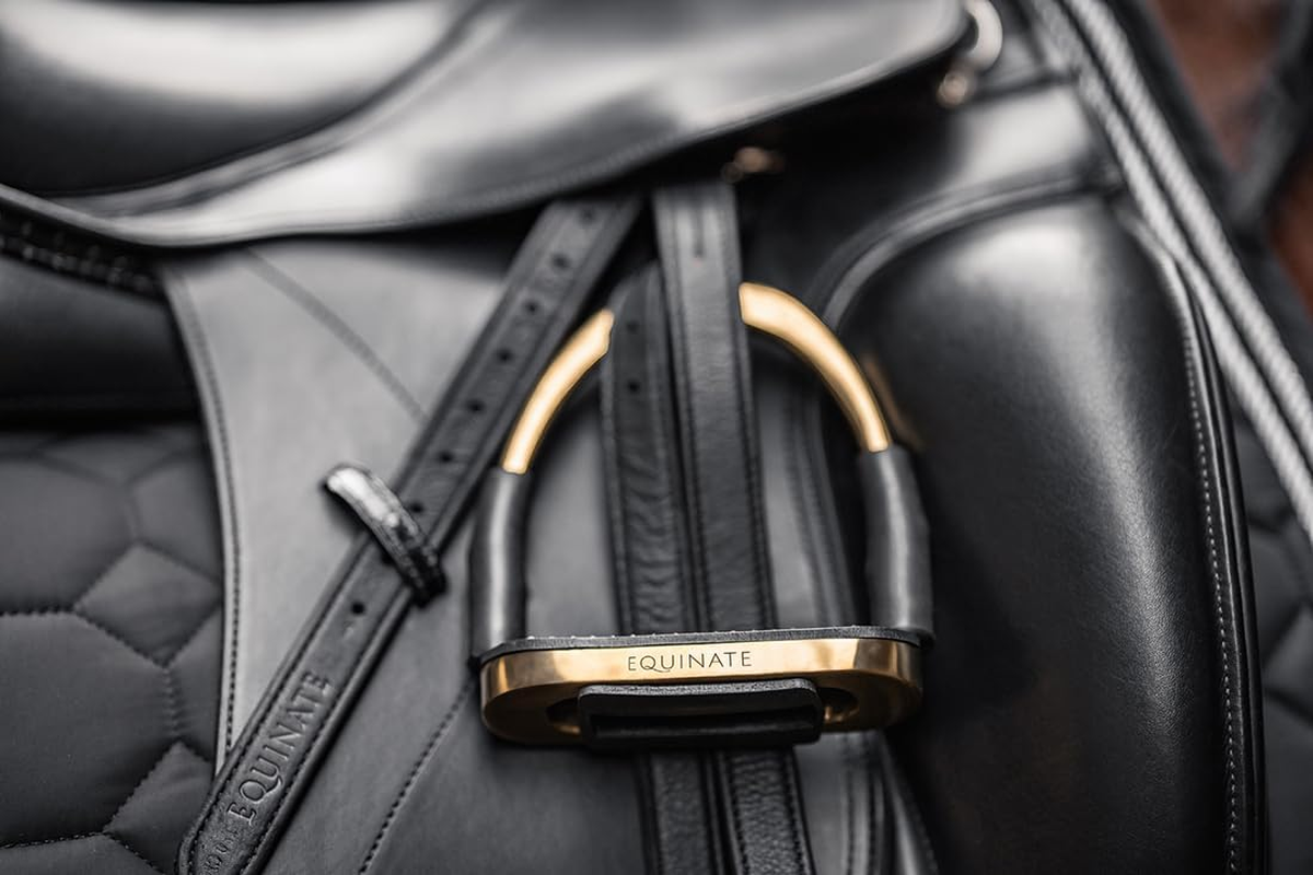 Equinate Charles Safety Stirrups 10 Cm Gold - with Non-Slip Rubber Tread - Stirrups for Adults and Children - Relieves the Ankles - Pack of 2 - Gold image number 3